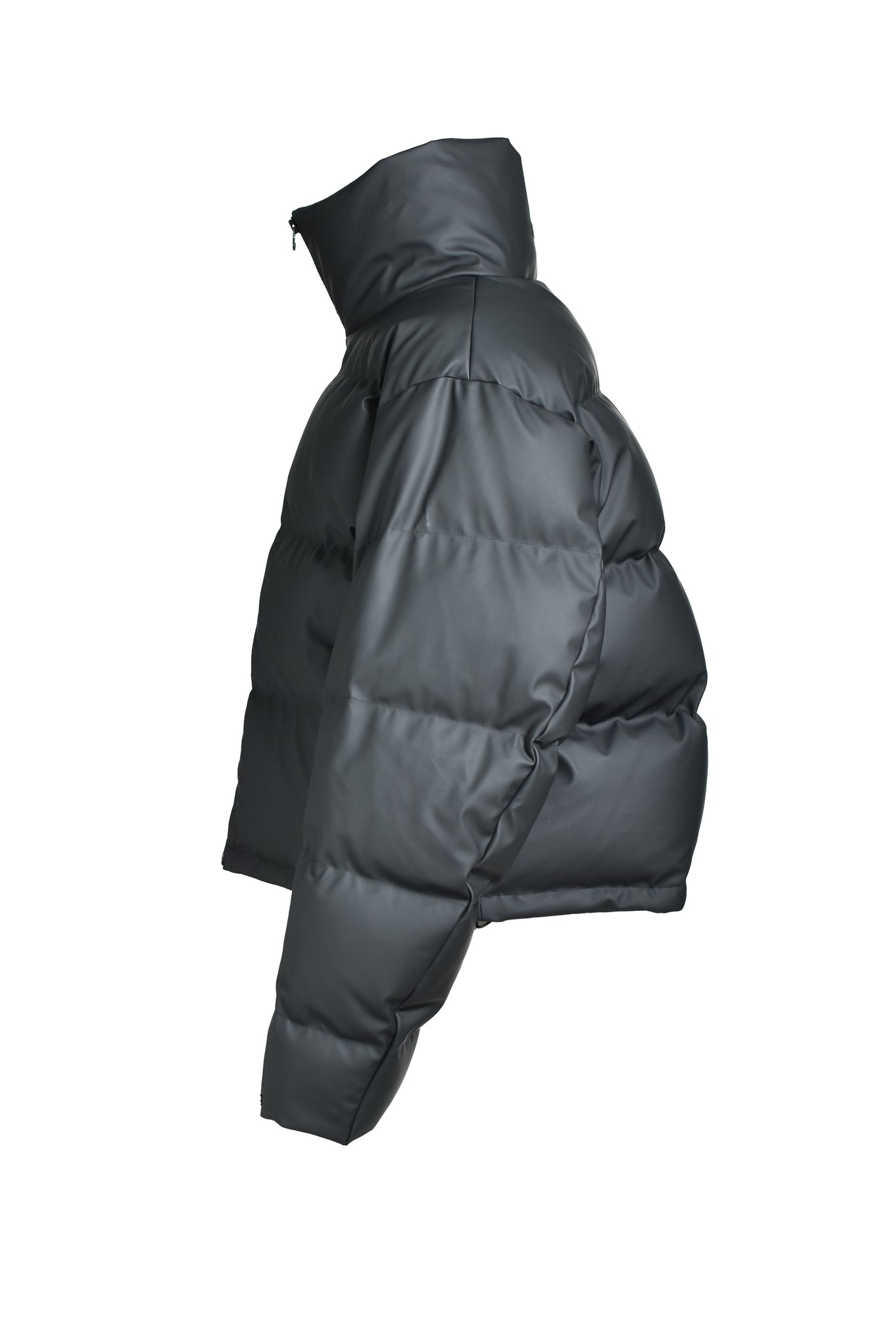 FAUX LEATHER MATTE DOWN JACKET / BLACK