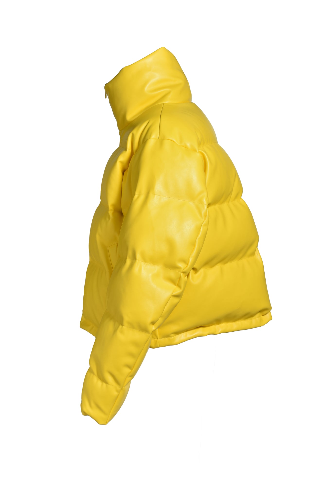 FAUX LEATHER DOWN JACKET / YELLOW