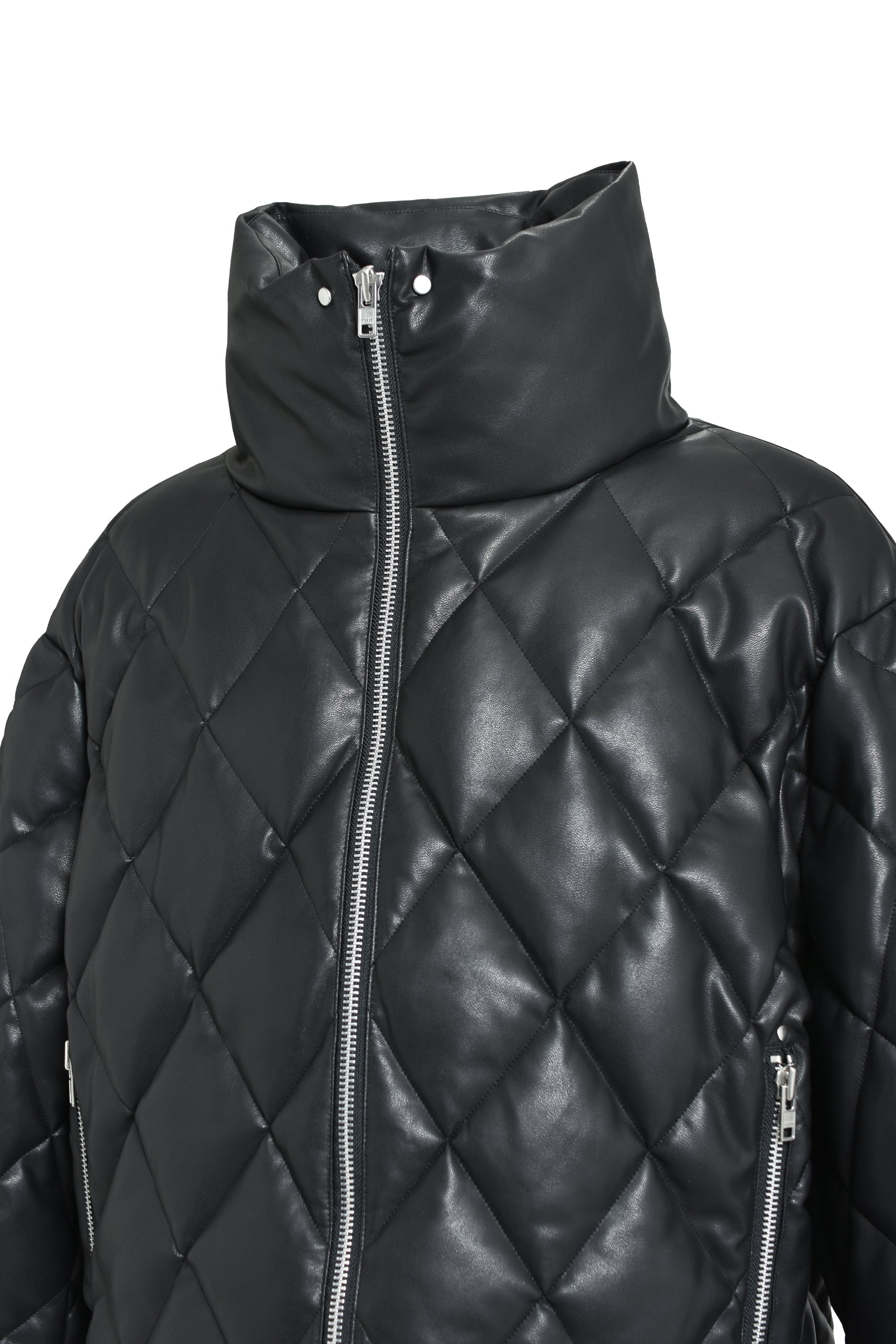 FAUX LEATHER QUILTING DOWN JACKET / BLACK｜BREATH ブレス - BAD HOP