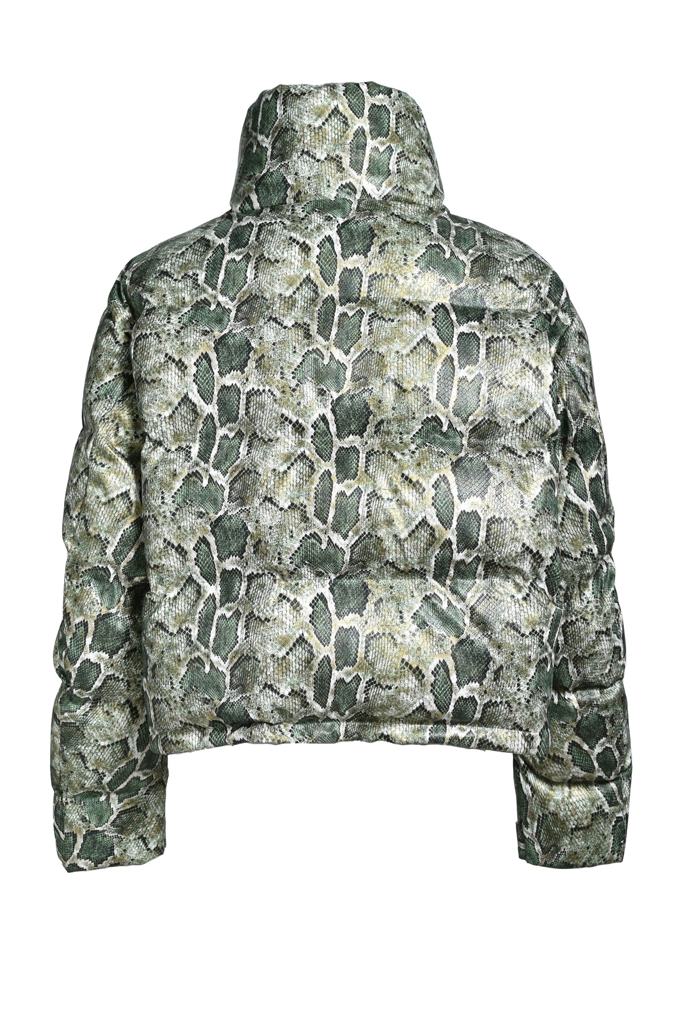 FAUX LEATHER SNAKE DOWN JACKET / GREEN SNAKE
