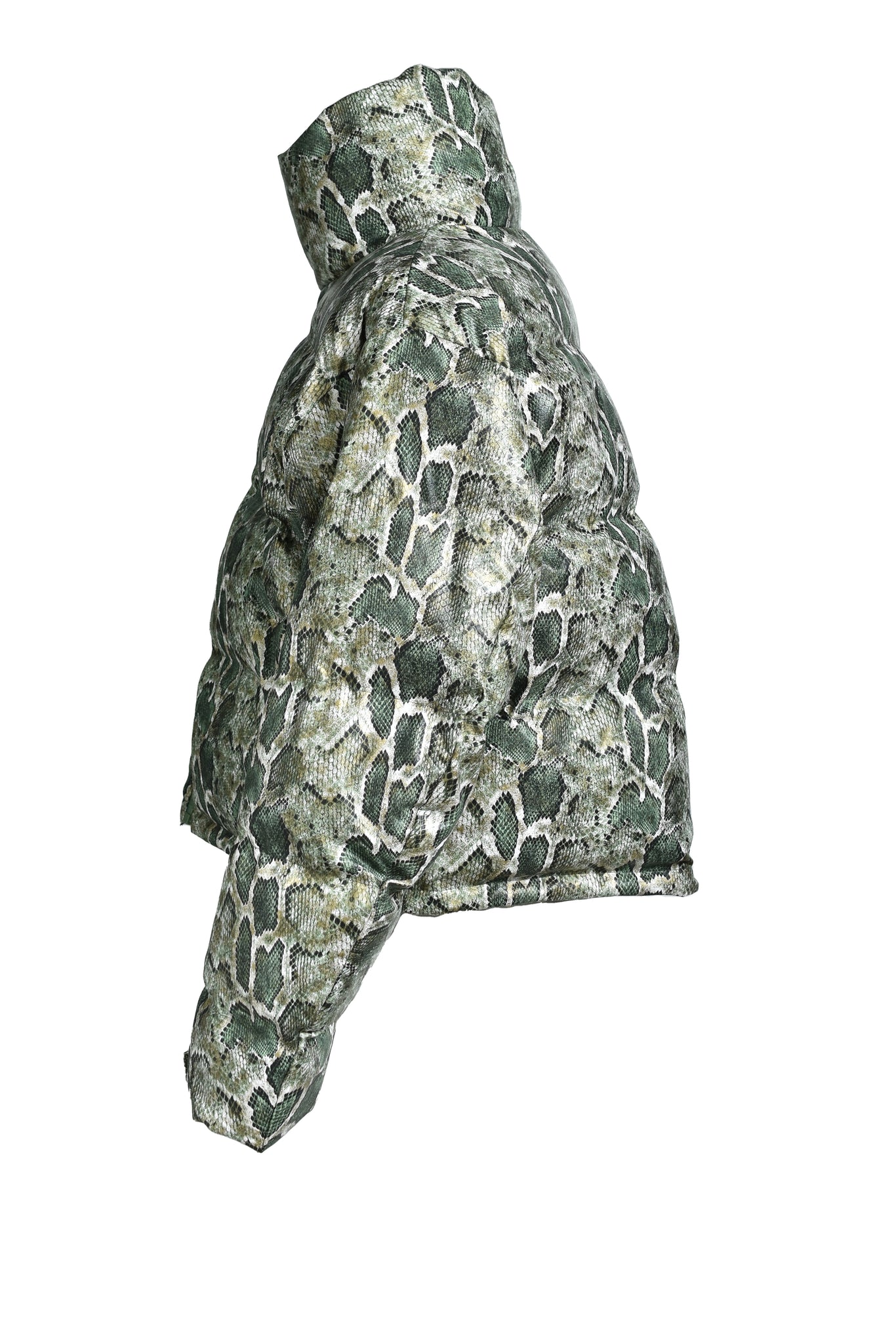 FAUX LEATHER SNAKE DOWN JACKET / GREEN SNAKE