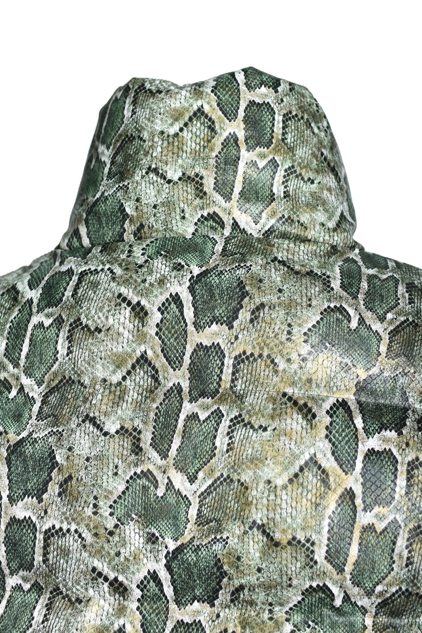 FAUX LEATHER SNAKE DOWN JACKET / GREEN SNAKE
