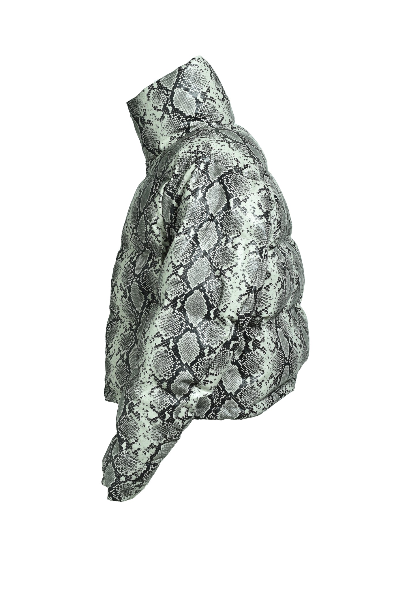 FAUX LEATHER SNAKE DOWN JACKET / GREY SNAKE