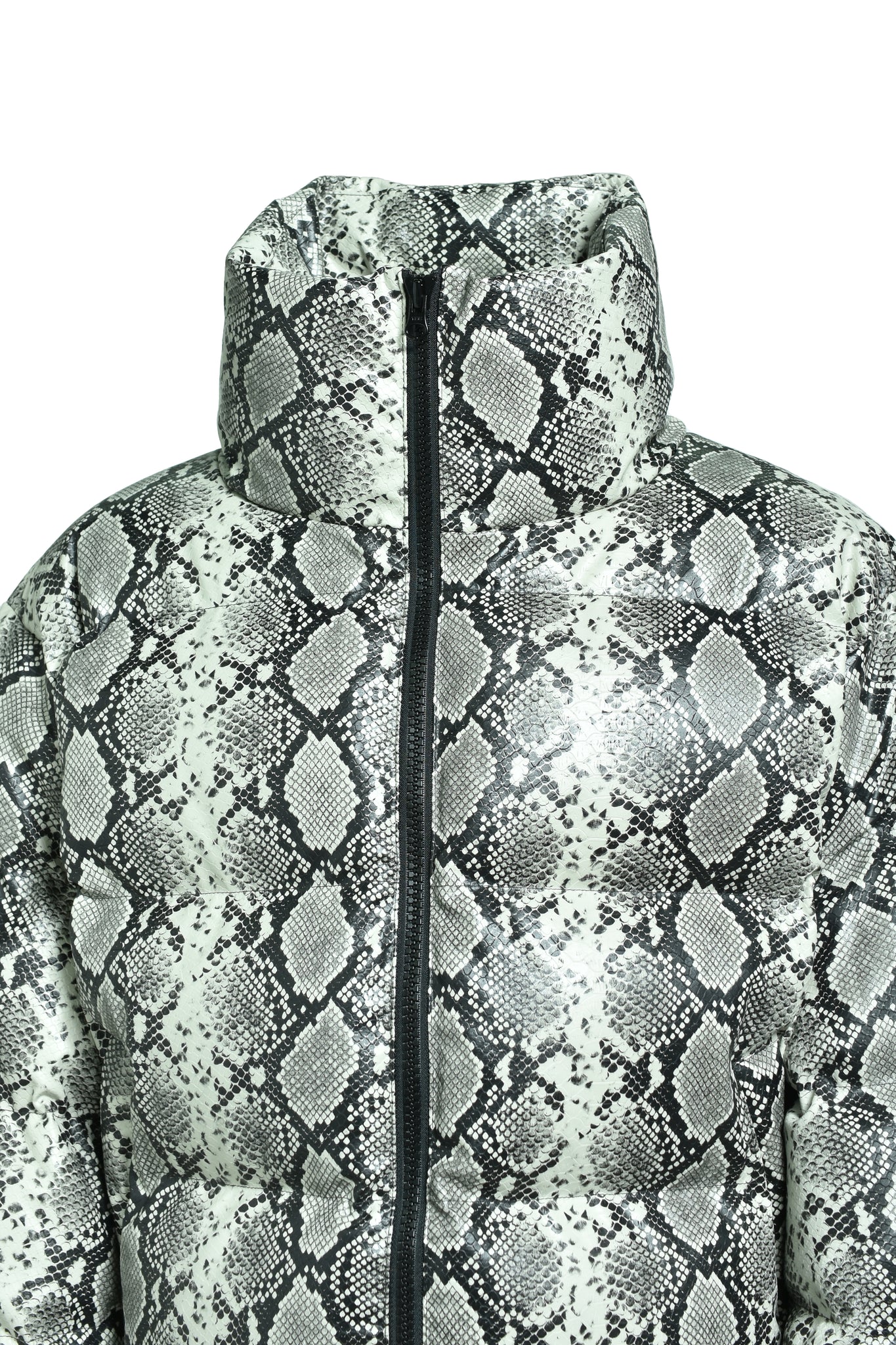 FAUX LEATHER SNAKE DOWN JACKET / GREY SNAKE