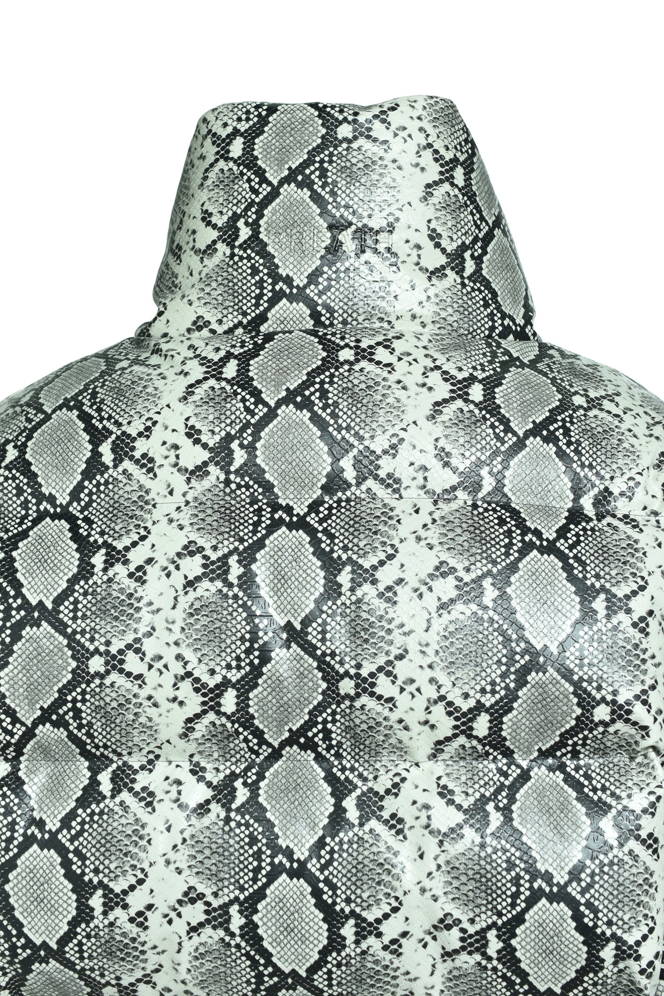 FAUX LEATHER SNAKE DOWN JACKET / GREY SNAKE