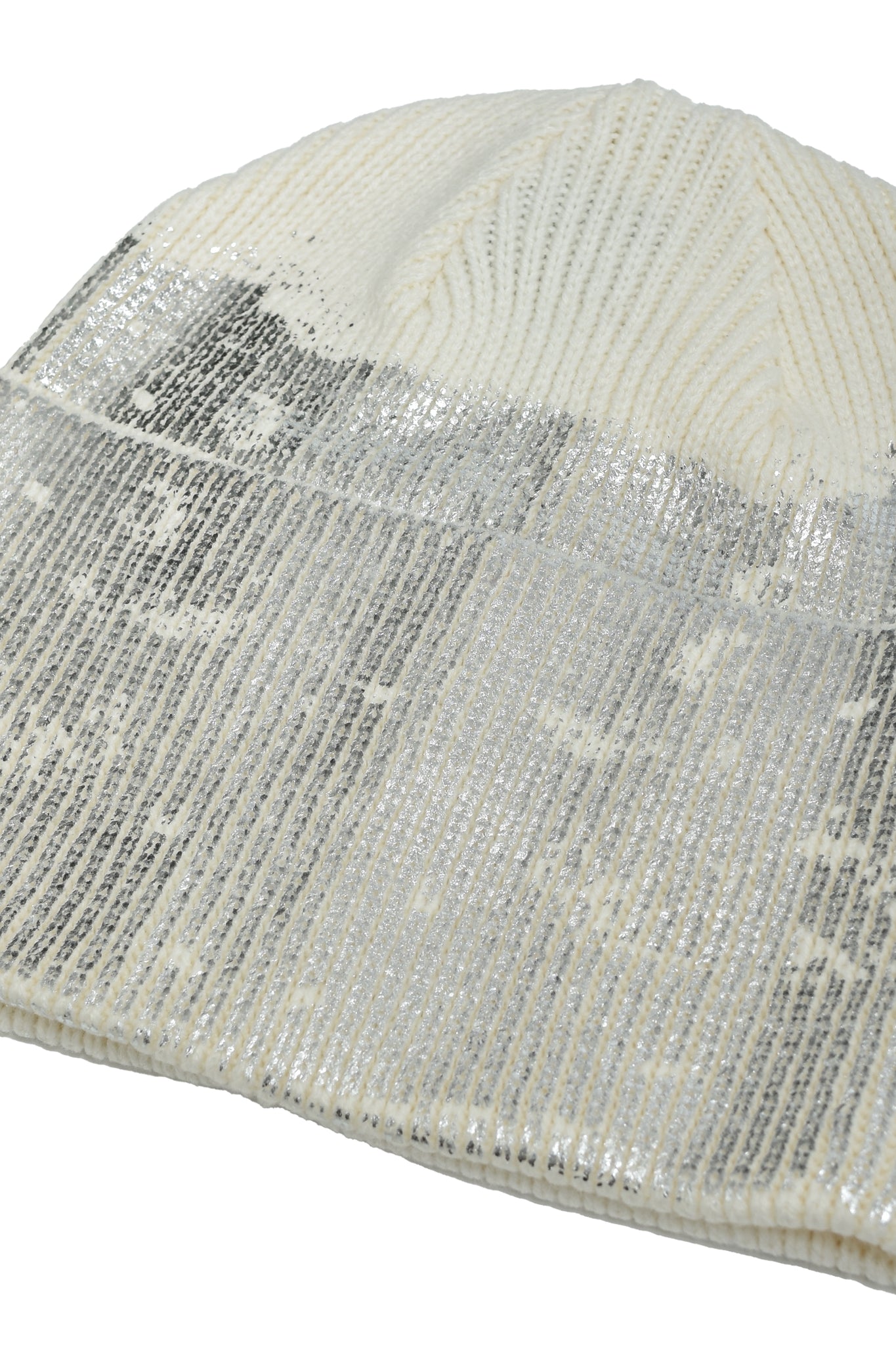 FOIL PRINT KNIT CAP / WHITE