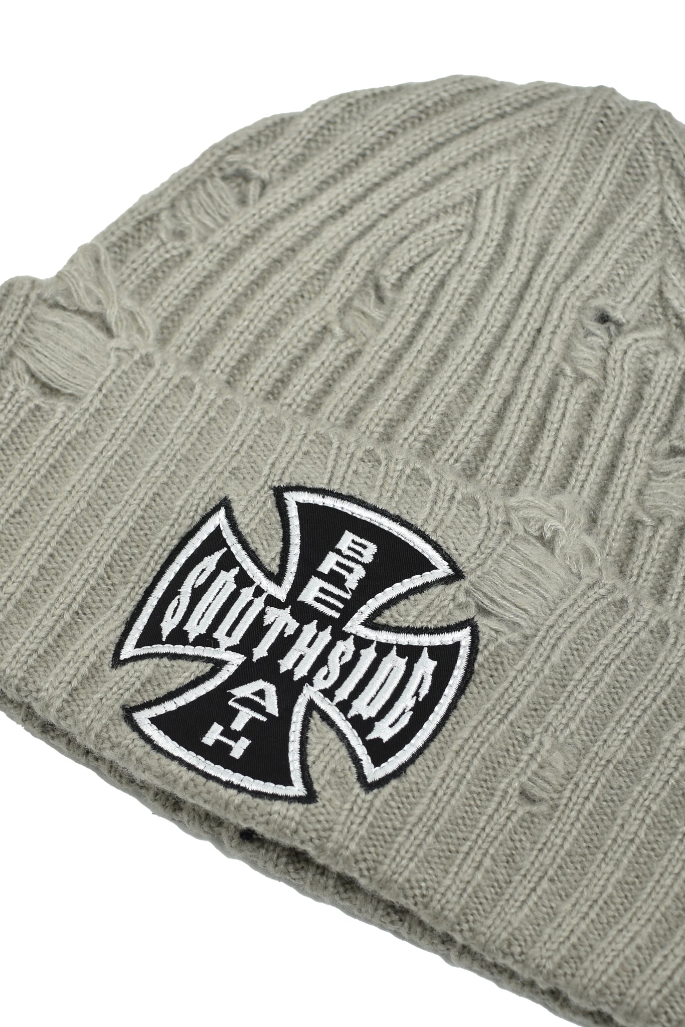 SOUTHSIDE CROSS DAMAGE RIB BEANIE / DUST