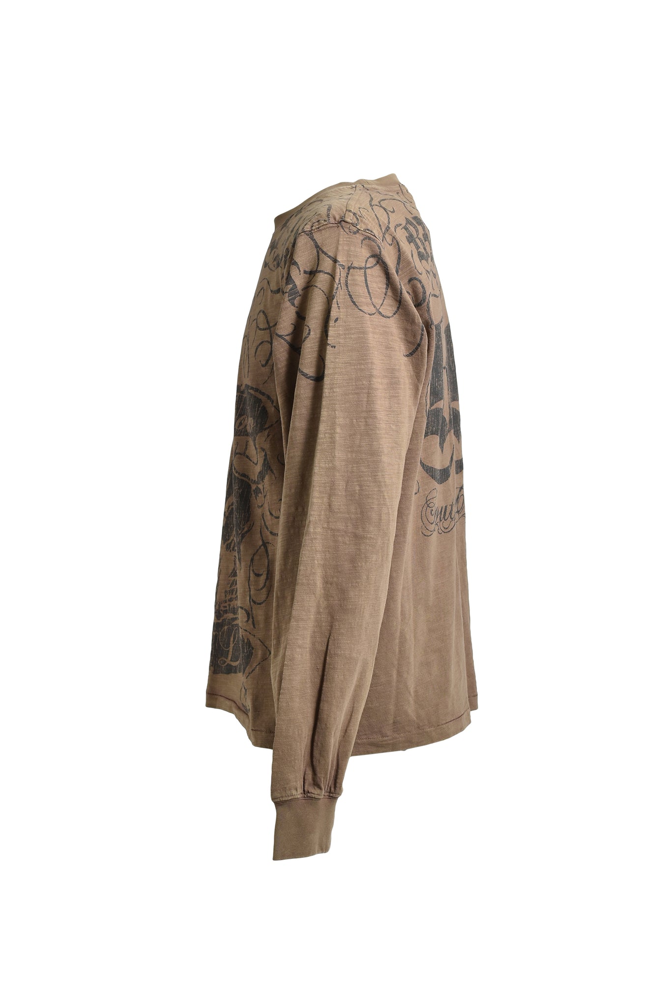 SKULL WASH LS TEE / BROWN