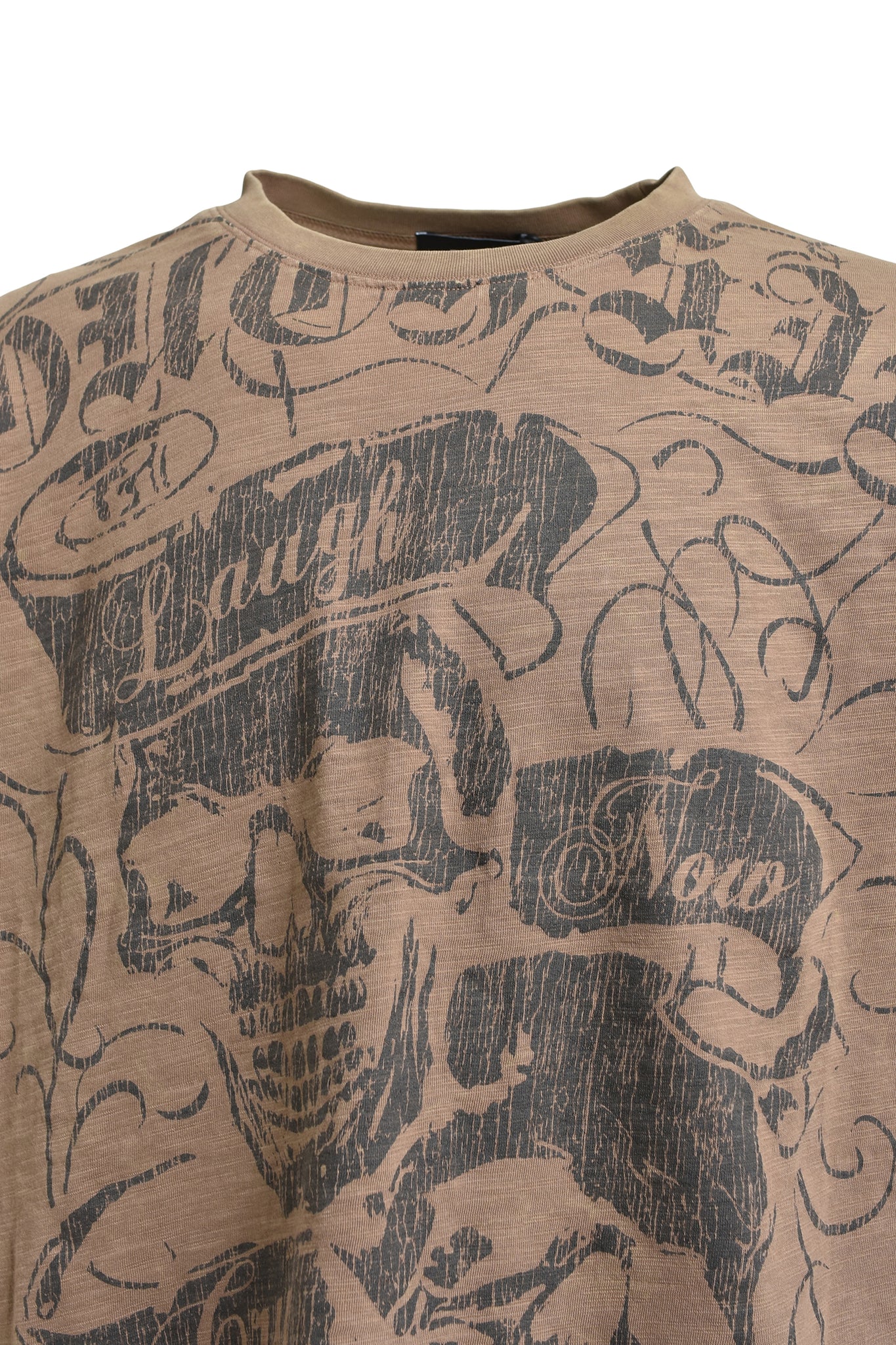 SKULL WASH LS TEE / BROWN