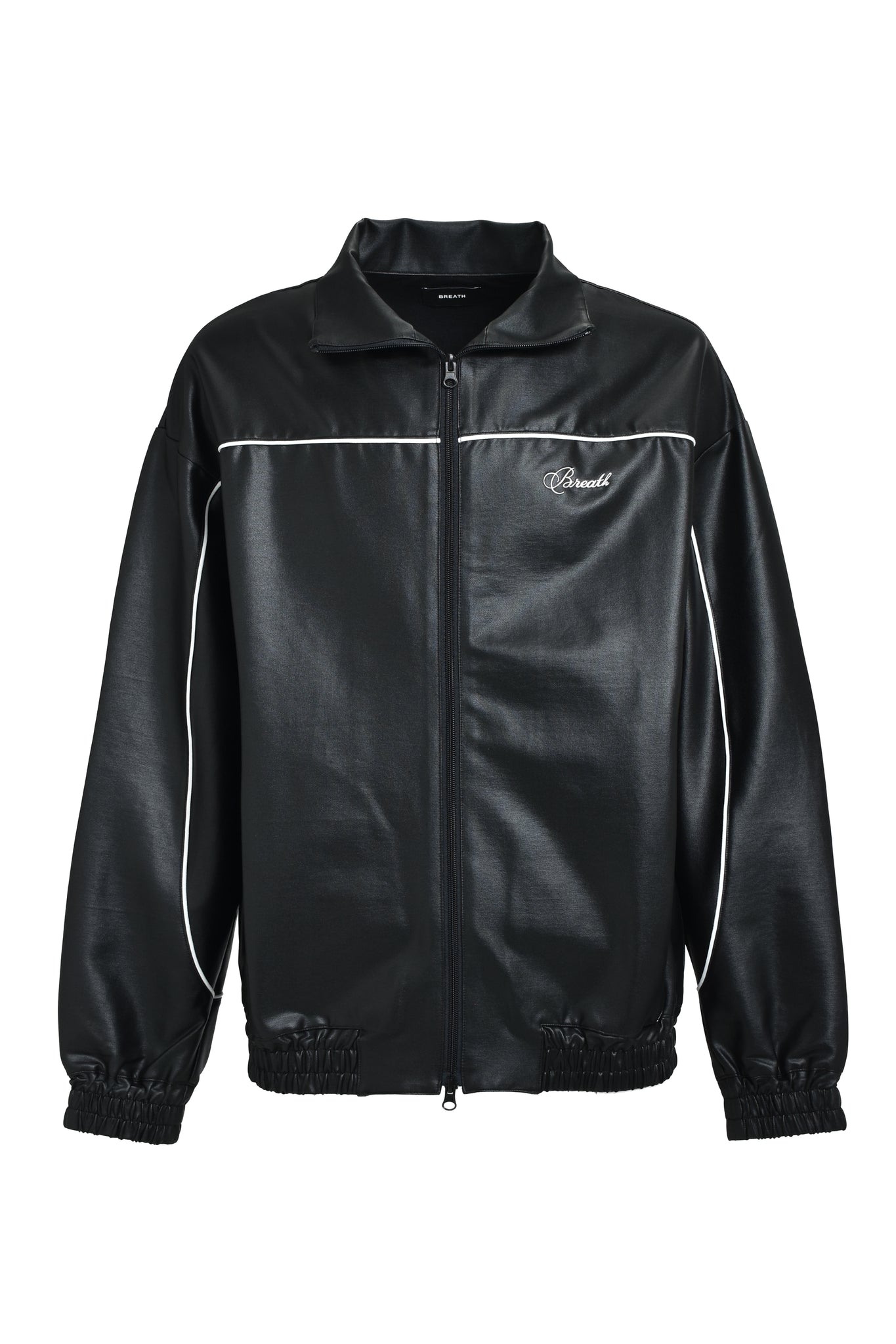 SCRIPT LOGO PIPING COATING TRACK JACKET / BLACK