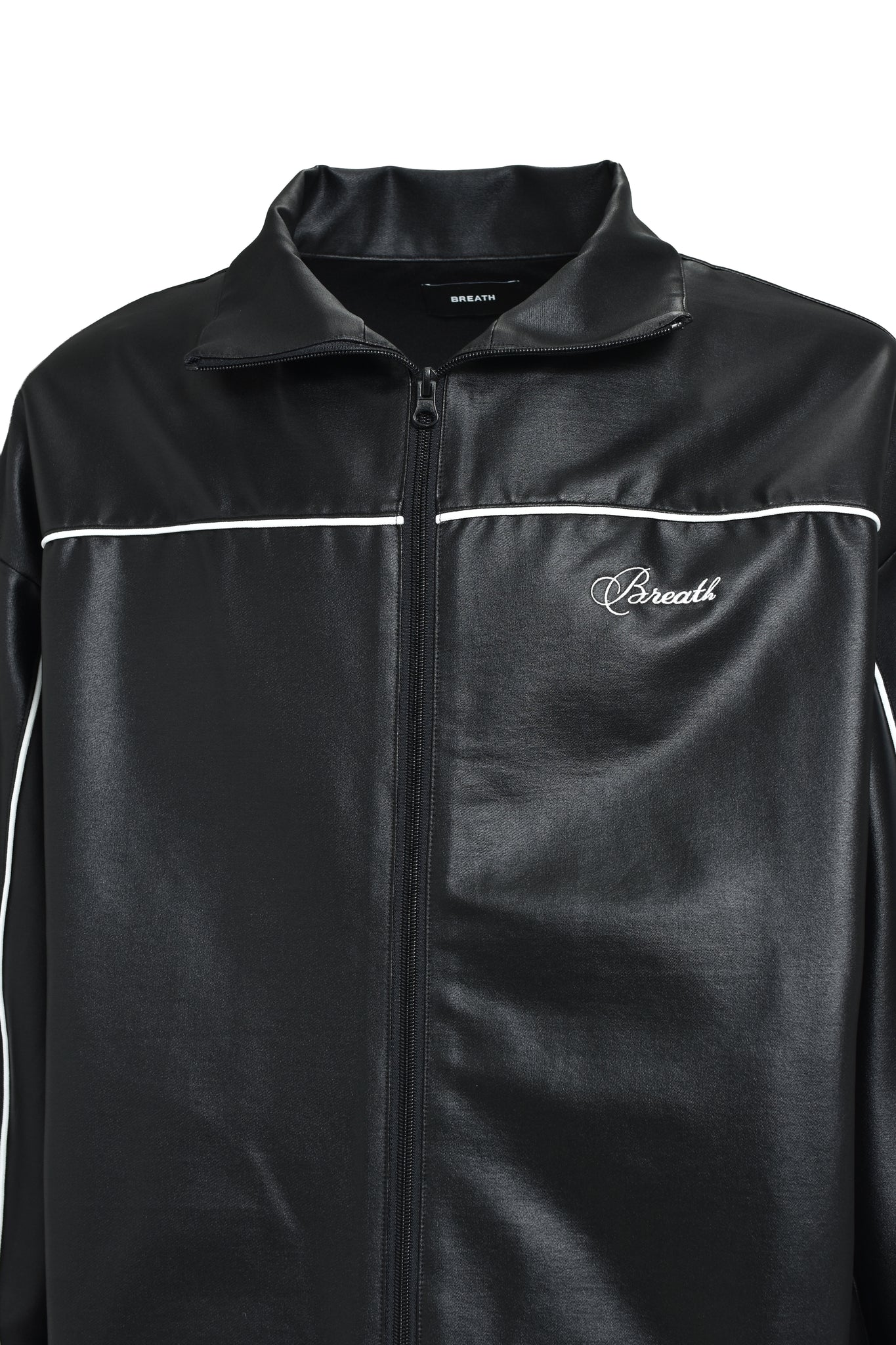 SCRIPT LOGO PIPING COATING TRACK JACKET / BLACK