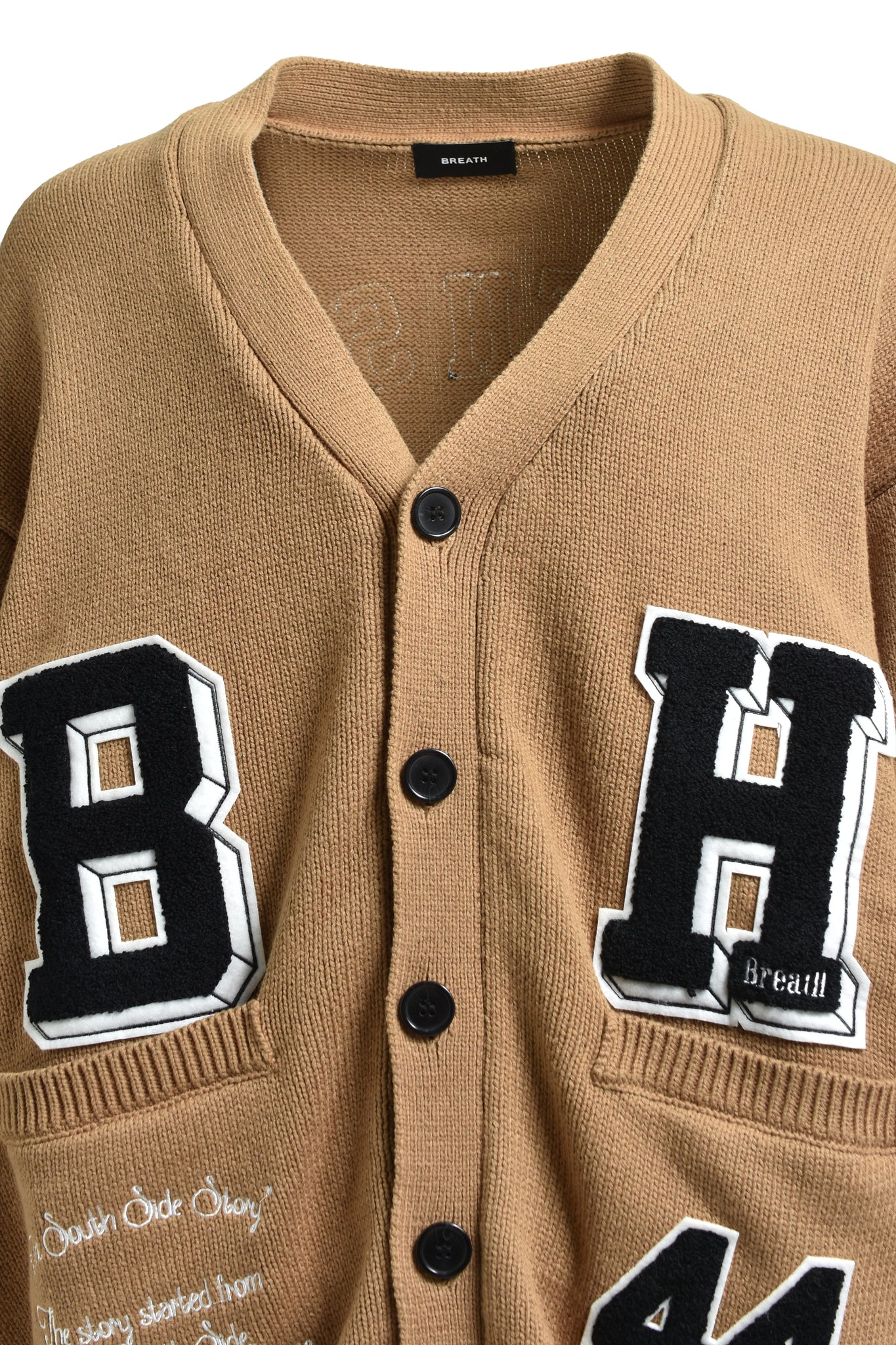 BH PATCH KNIT CARDIGAN / BEIGE