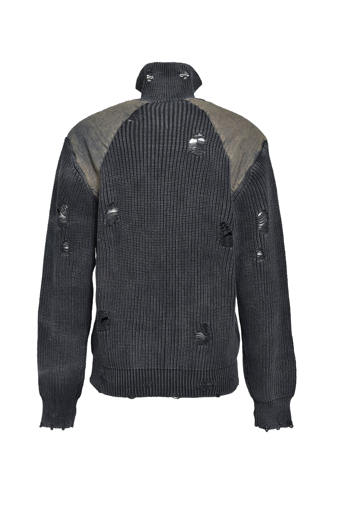 OVERDIE DAMAGE ZIP KNIT / BLACK