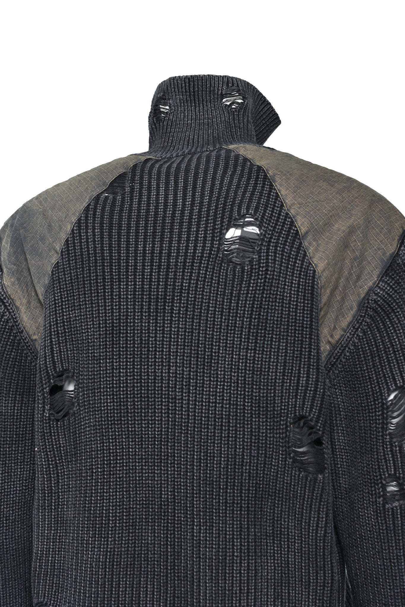 OVERDIE DAMAGE ZIP KNIT / BLACK