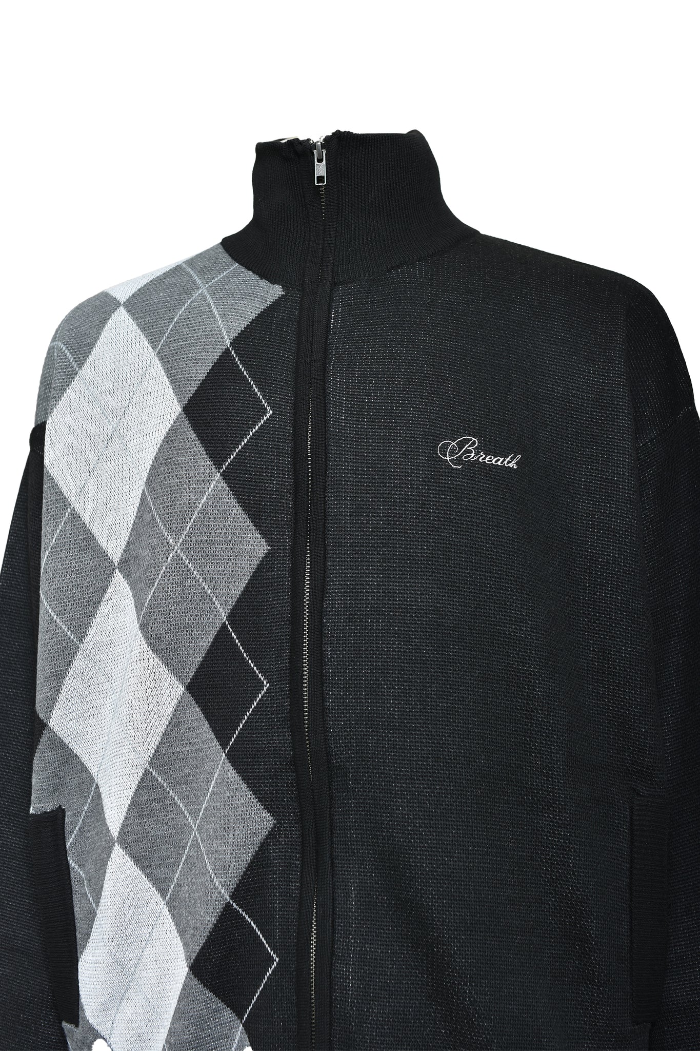 ARGYLE ZIP KNIT JACKET / BLACK