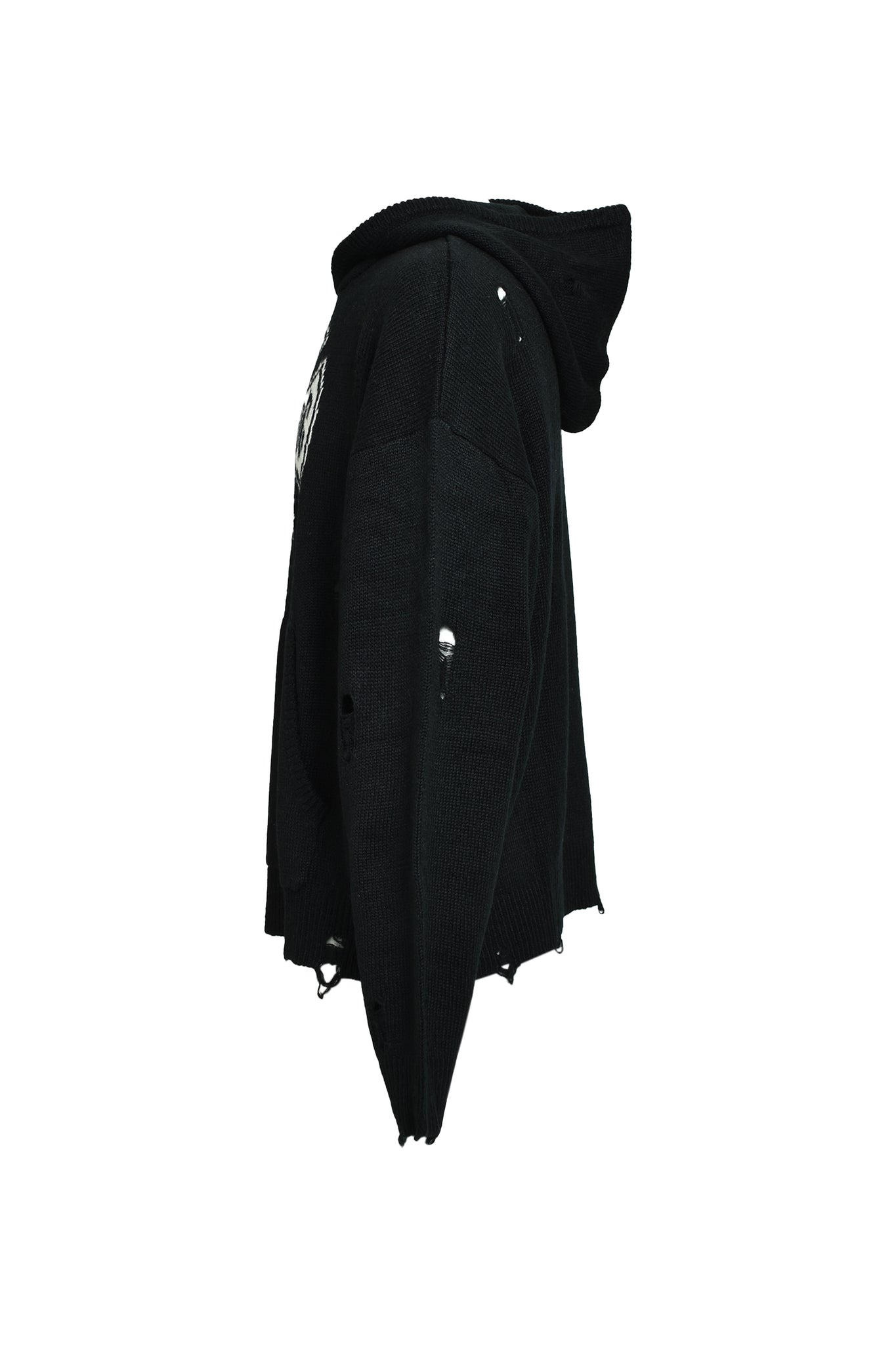 SOUTHSIDE CROSS DAMAGE MOHAIR HOODIE / BLACK
