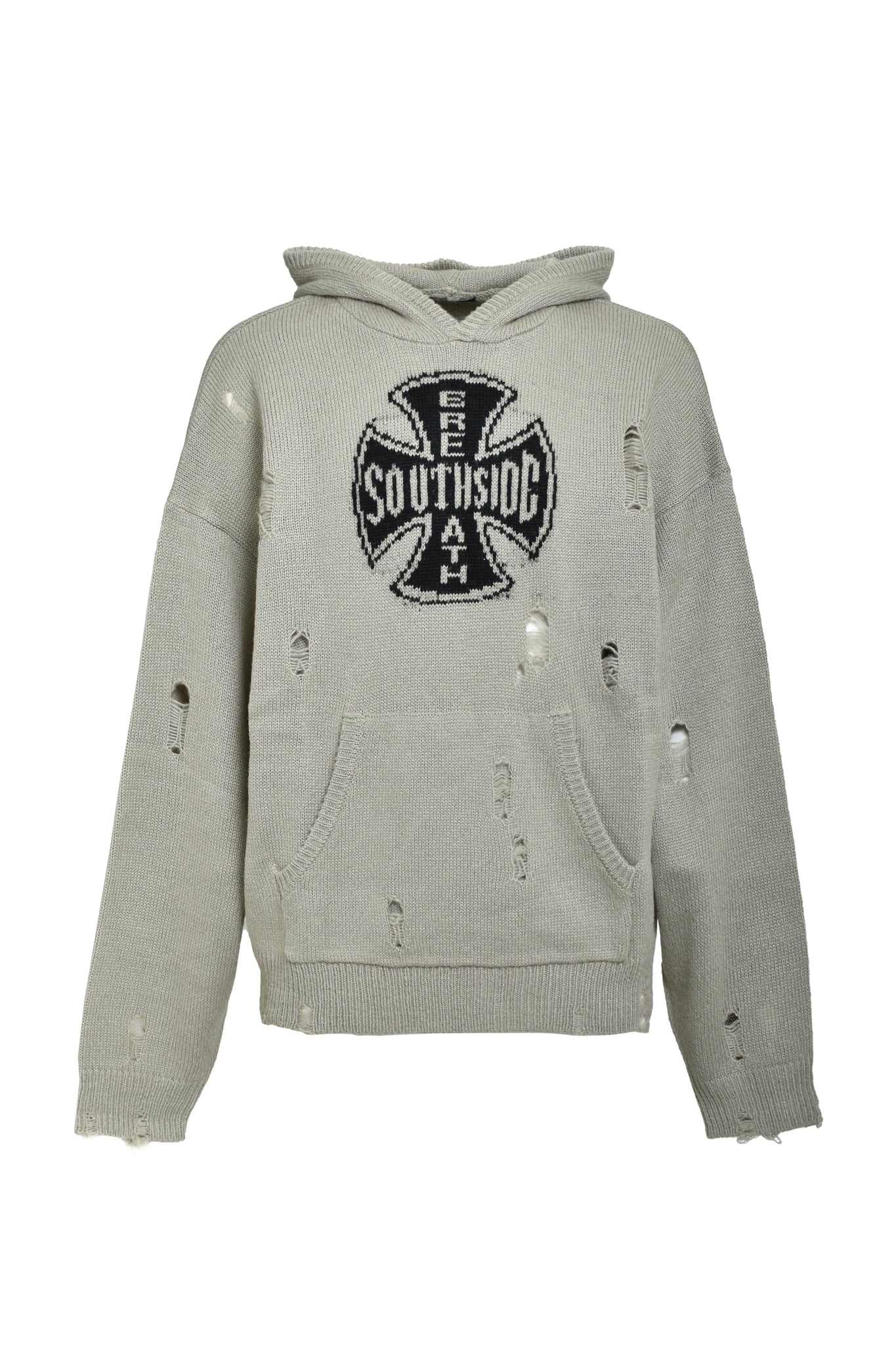 SOUTHSIDE CROSS DAMAGE MOHAIR HOODIE / DUST