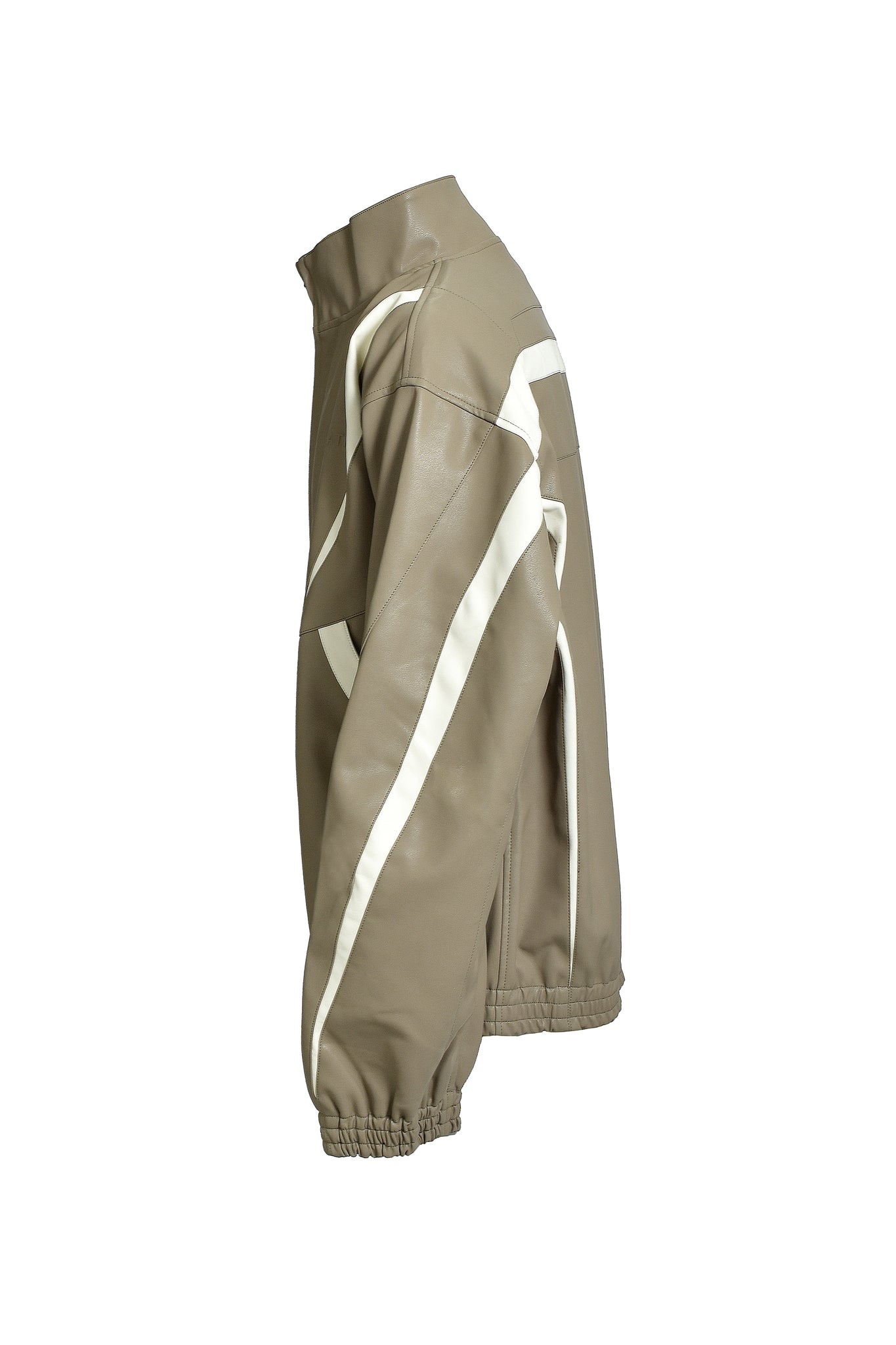 FAUX LEATHER LAMBO TRACK JACKET / BEIGE