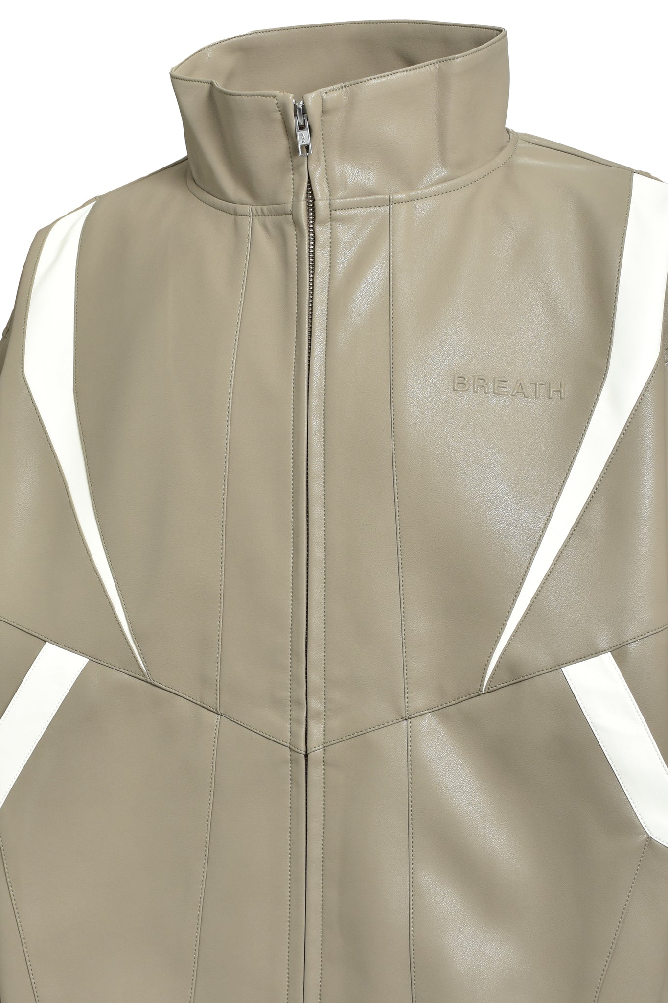FAUX LEATHER LAMBO TRACK JACKET / BEIGE