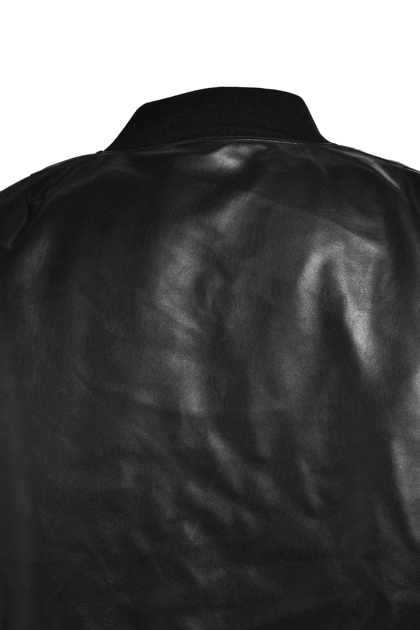 FAUX LEATHER BOMBER JACKET / BLACK