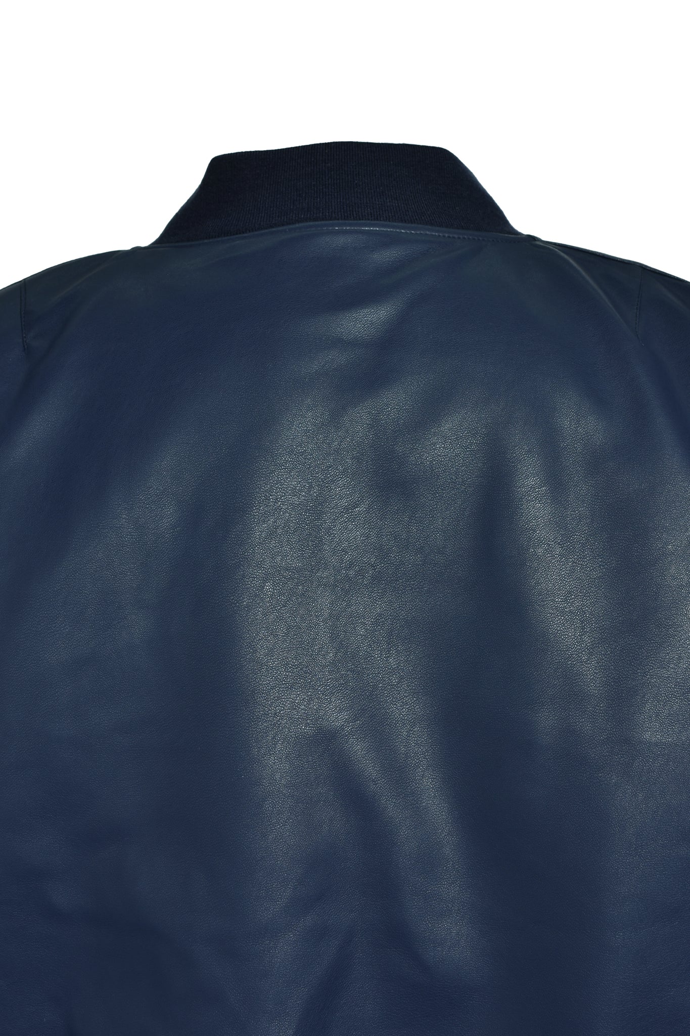 FAUX LEATHER BOMBER JACKET/ NAVY