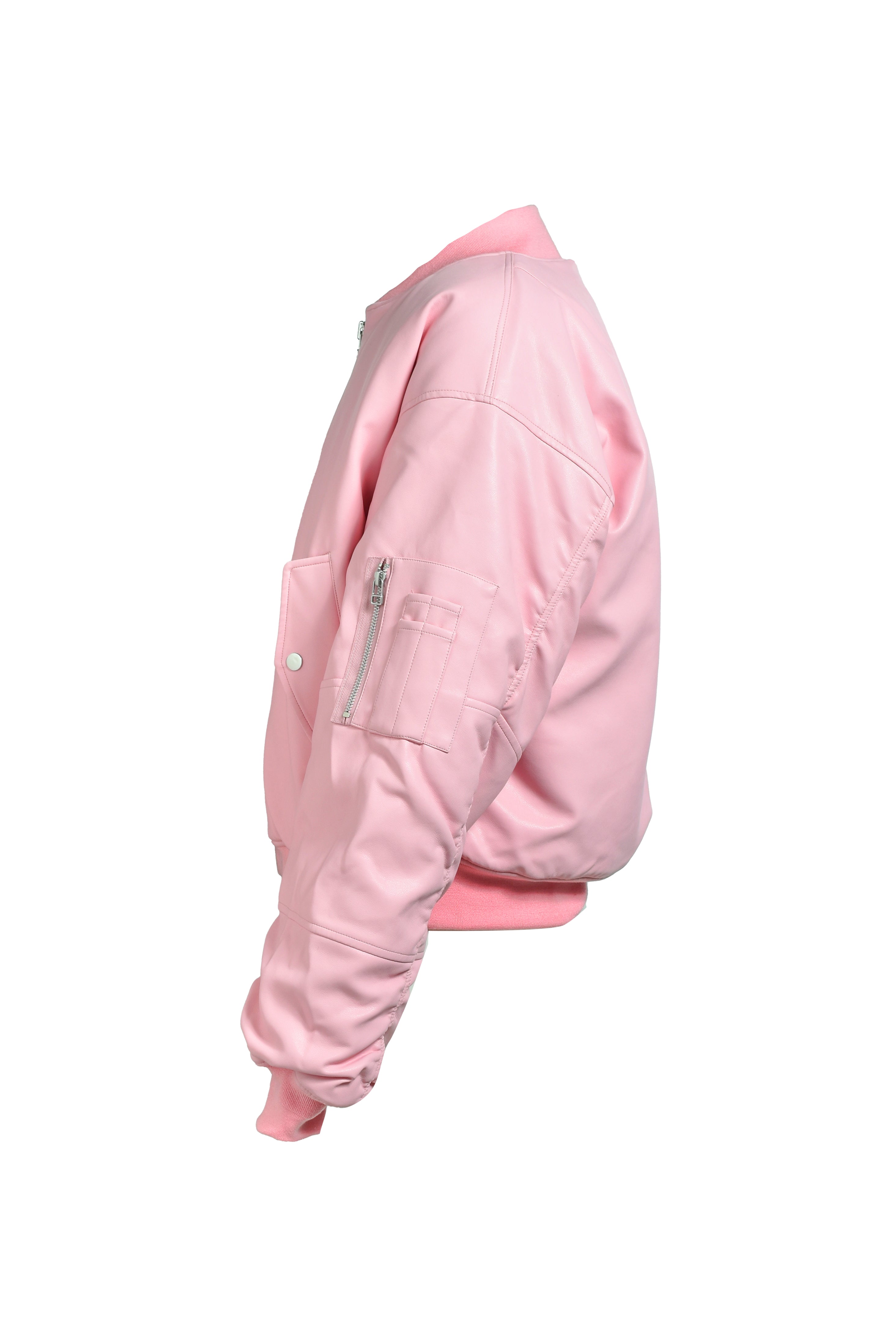 FAUX LEATHER BOMBER JACKET/ PINK｜BREATH ブレス - BAD HOP
