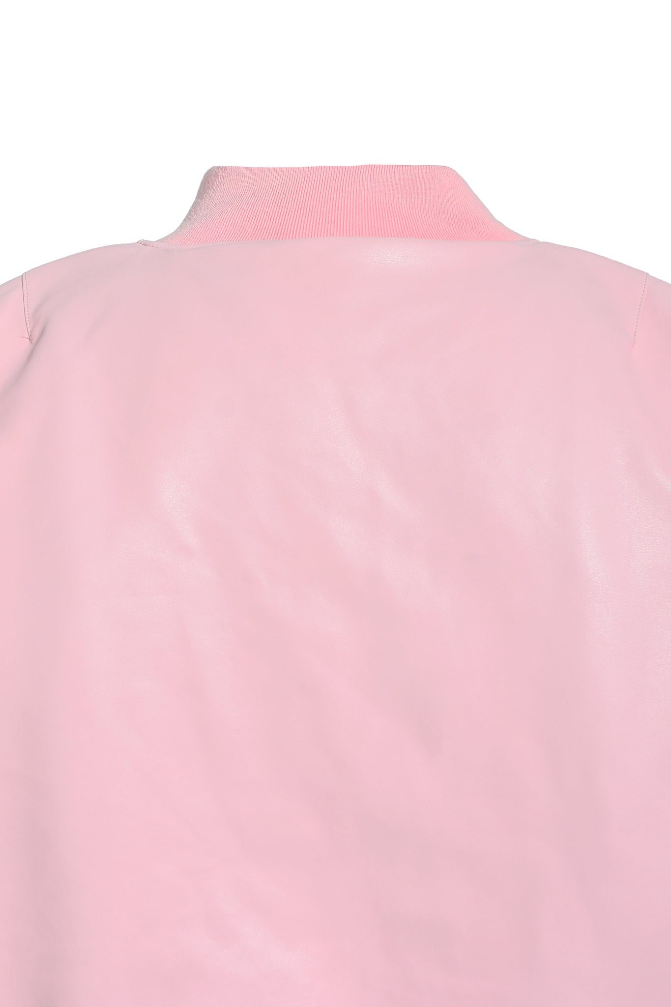 FAUX LEATHER BOMBER JACKET/ PINK