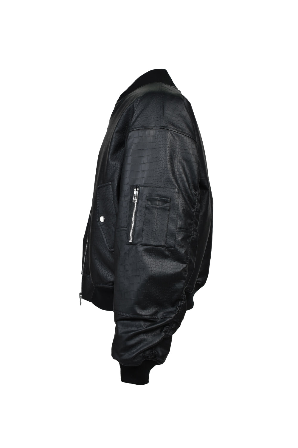 FAUX CROCODILE BOMBER JACKET / BLACK ｜BREATH ブレス - BAD HOP