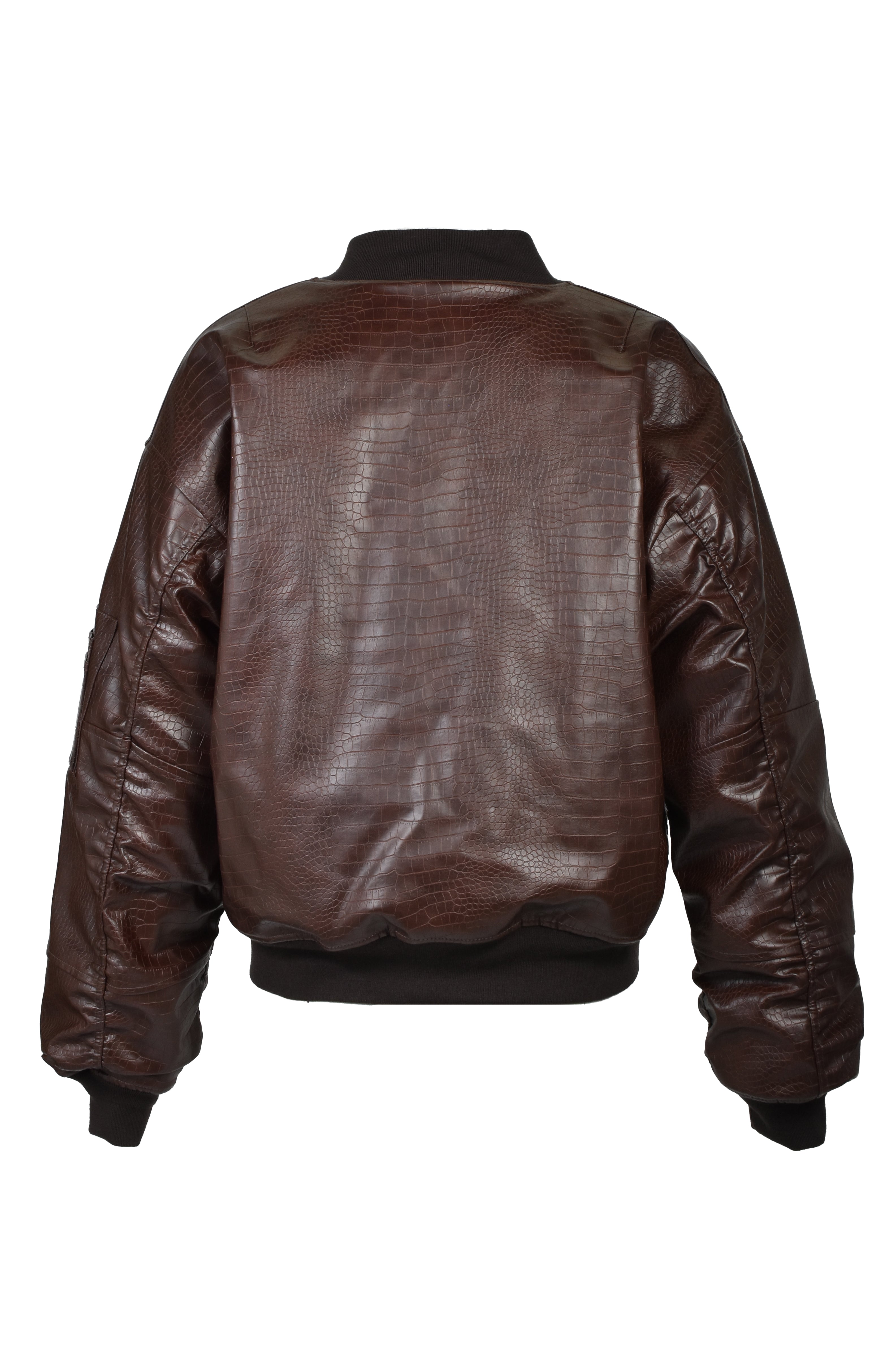 FAUX CROCODILE BOMBER JACKET / BROWN ｜BREATH ブレス - BAD HOP