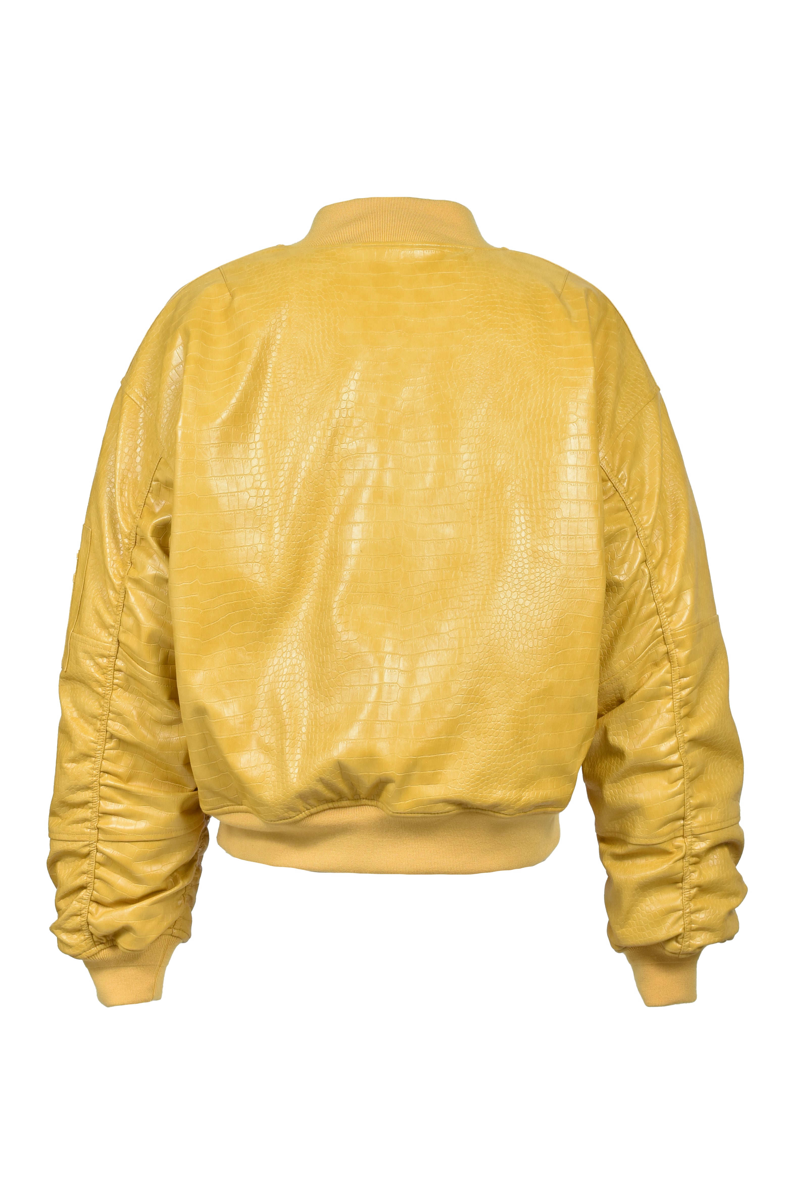 FAUX CROCODILE BOMBER JACKET / MUSTARD ｜BREATH ブレス - BAD HOP