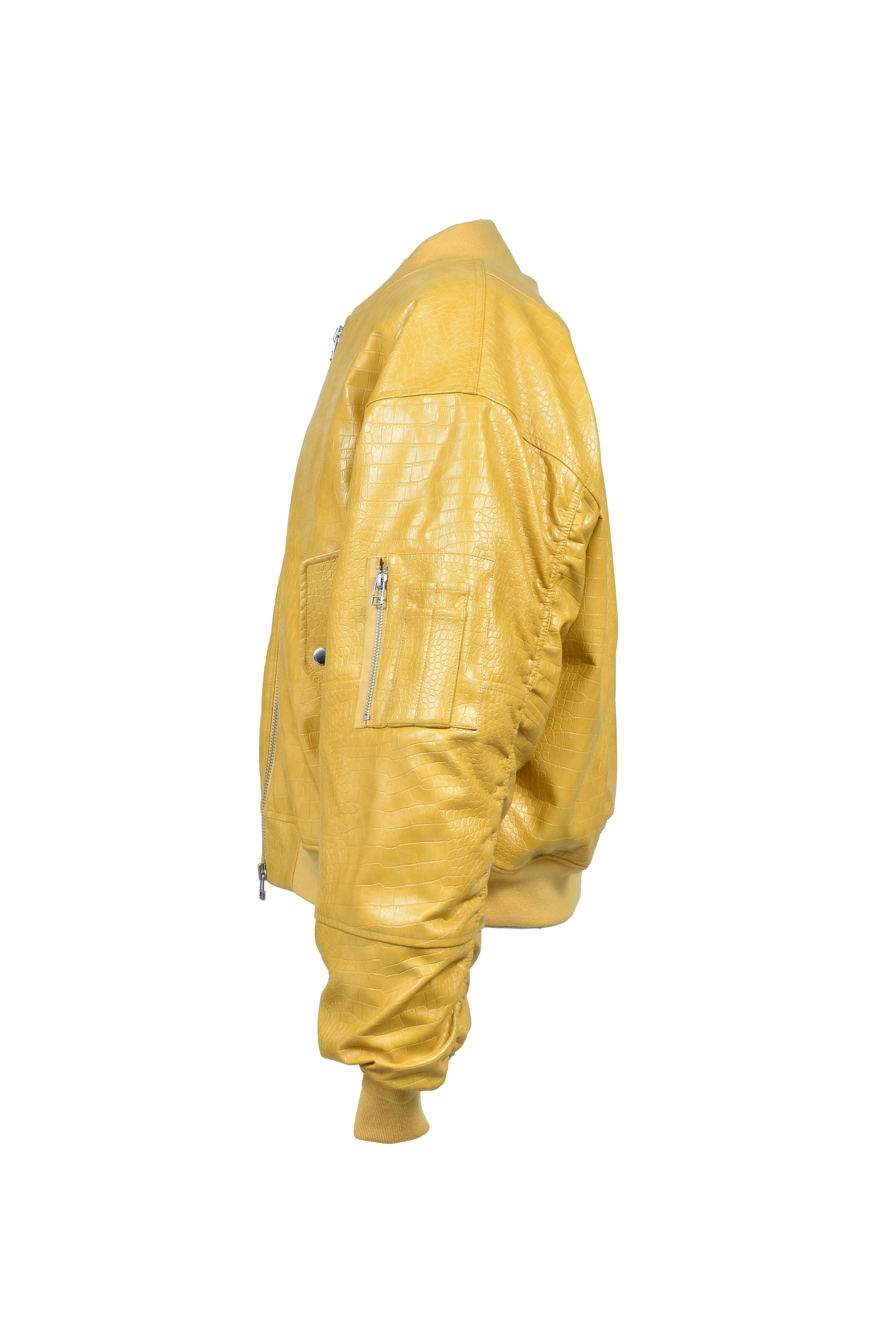 FAUX CROCODILE BOMBER JACKET / MUSTARD ｜BREATH ブレス - BAD HOP