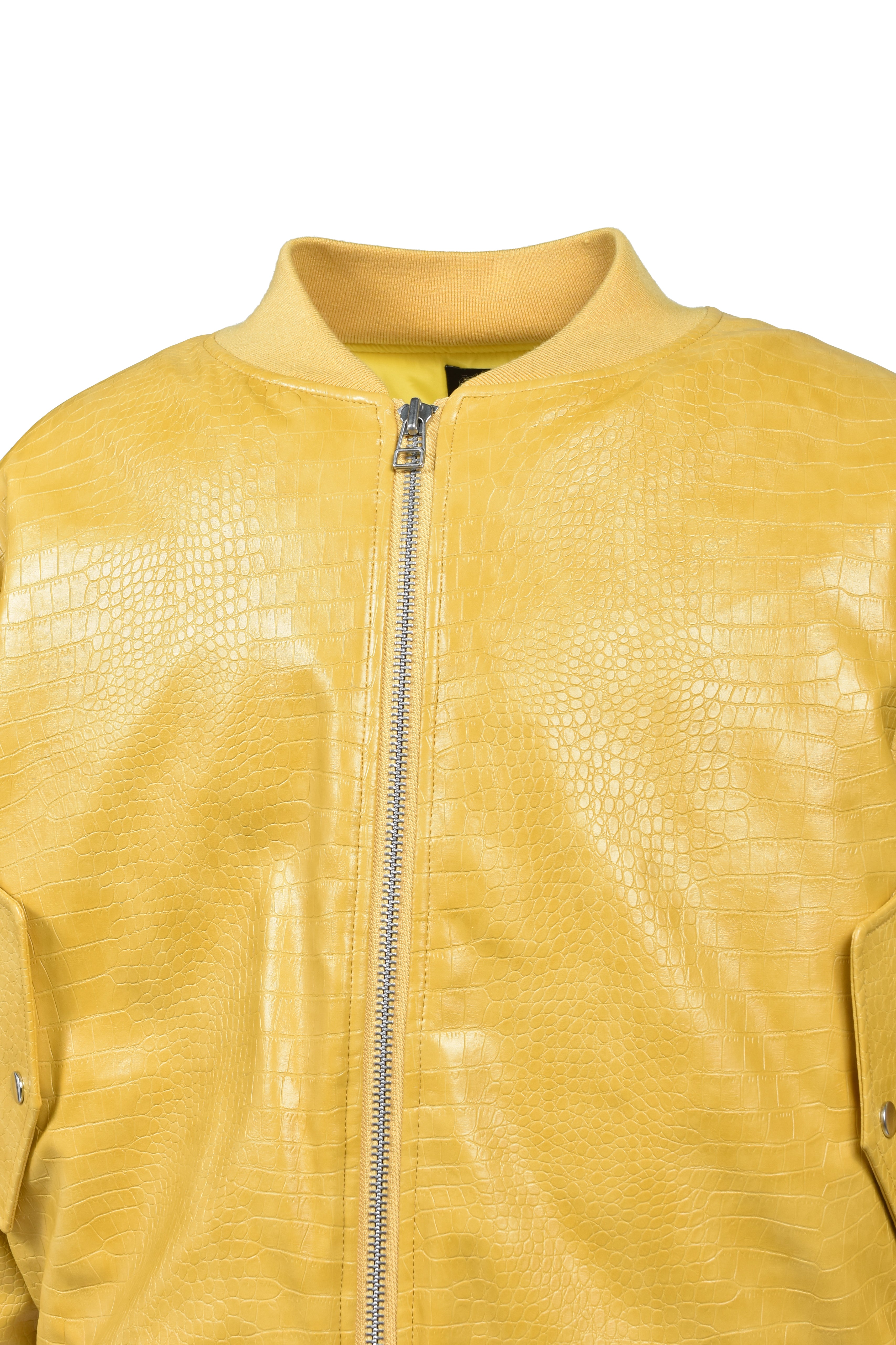 FAUX CROCODILE BOMBER JACKET / MUSTARD ｜BREATH ブレス - BAD HOP