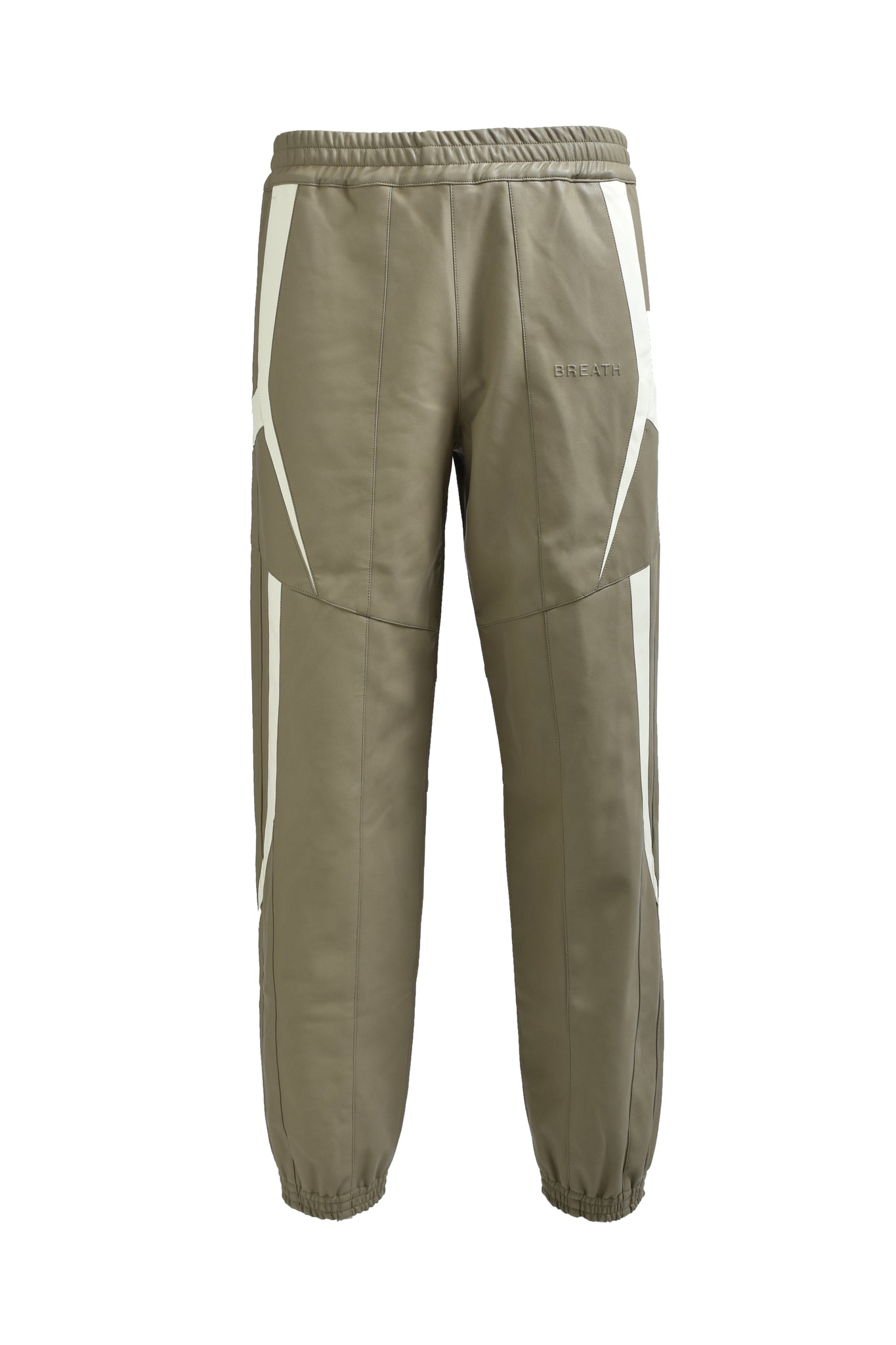 FAUX LEATHER LAMBO TRACK PANTS / BEIGE