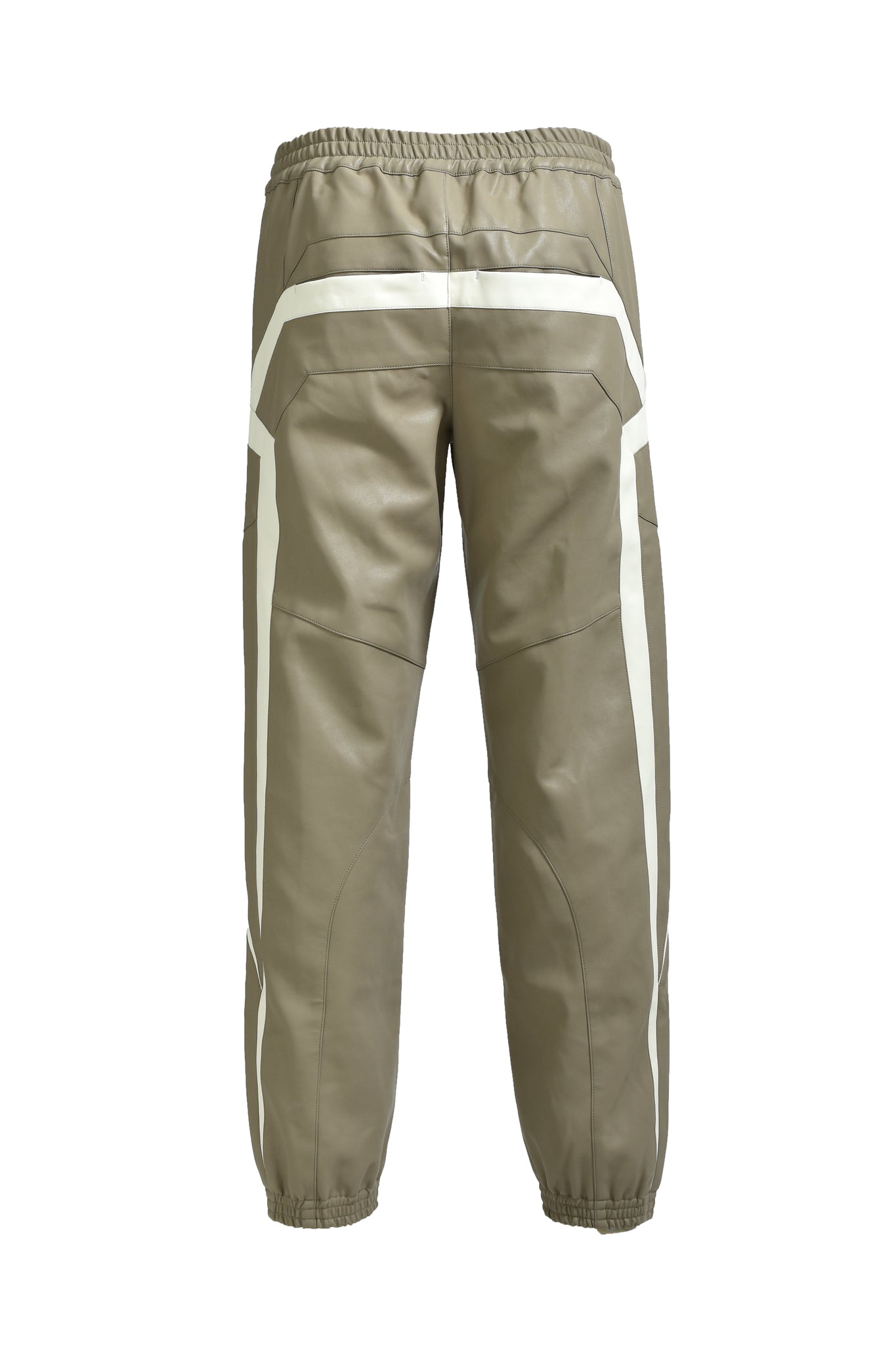 FAUX LEATHER LAMBO TRACK PANTS / BEIGE