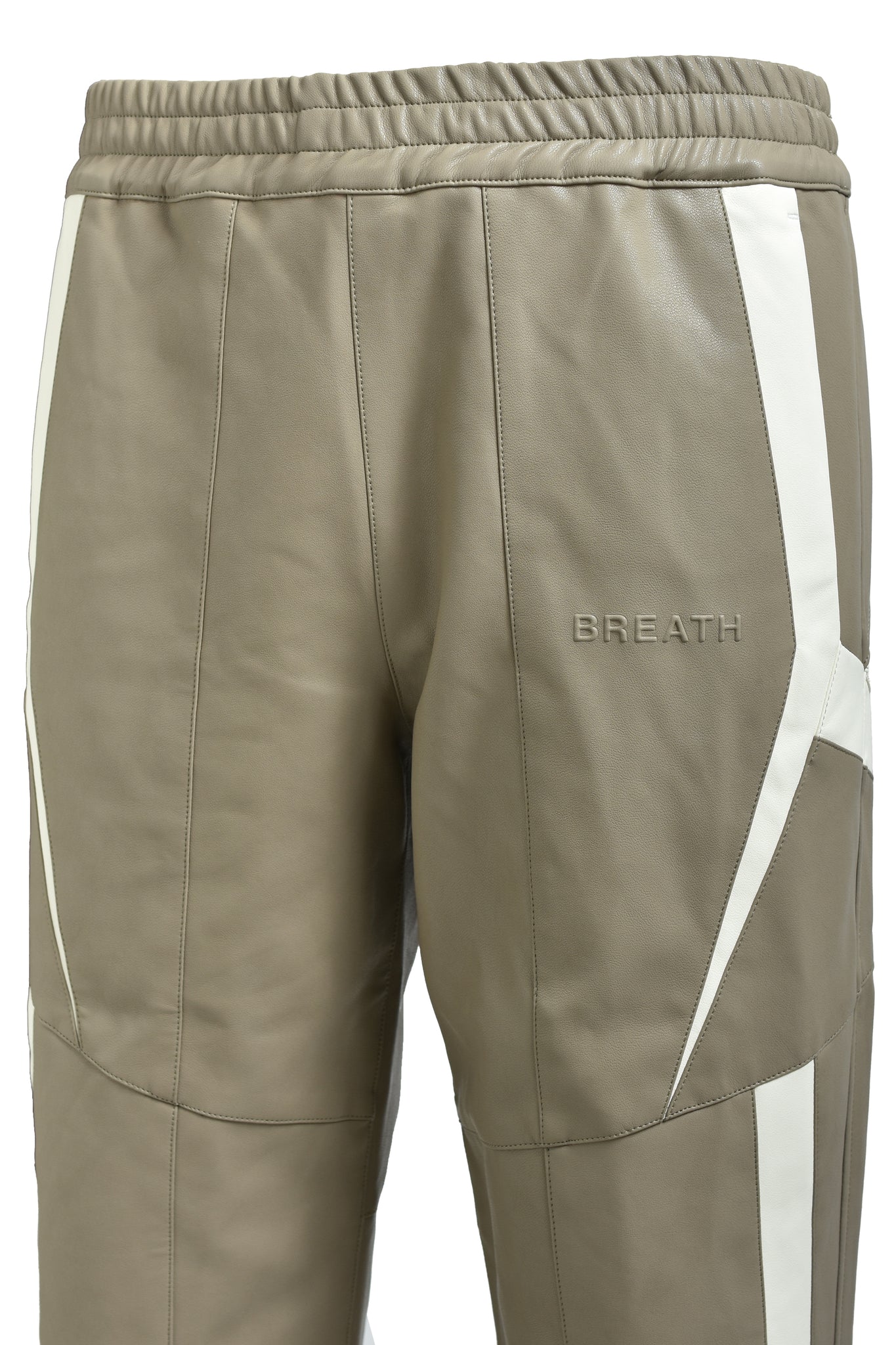 FAUX LEATHER LAMBO TRACK PANTS / BEIGE