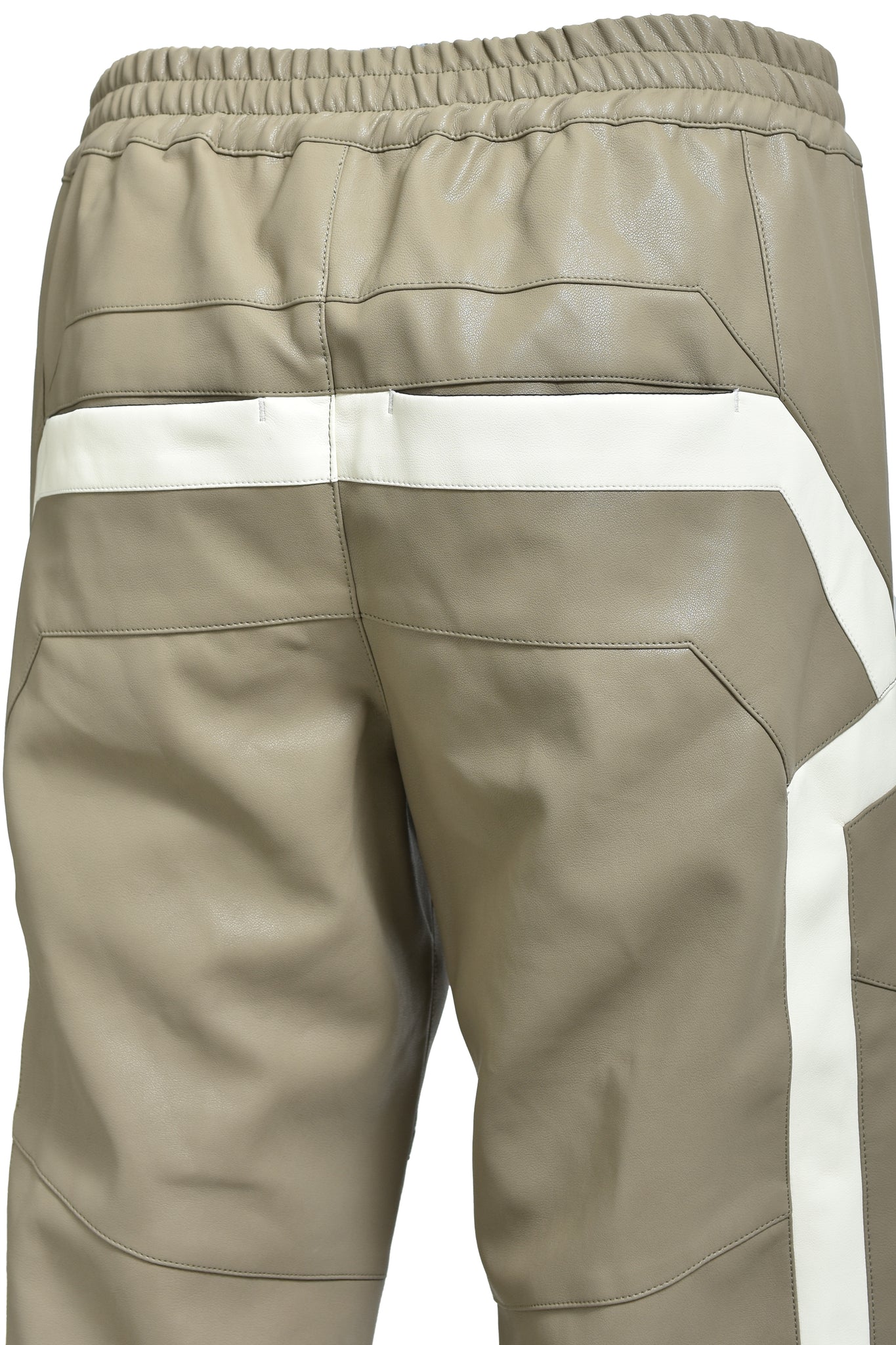 FAUX LEATHER LAMBO TRACK PANTS / BEIGE