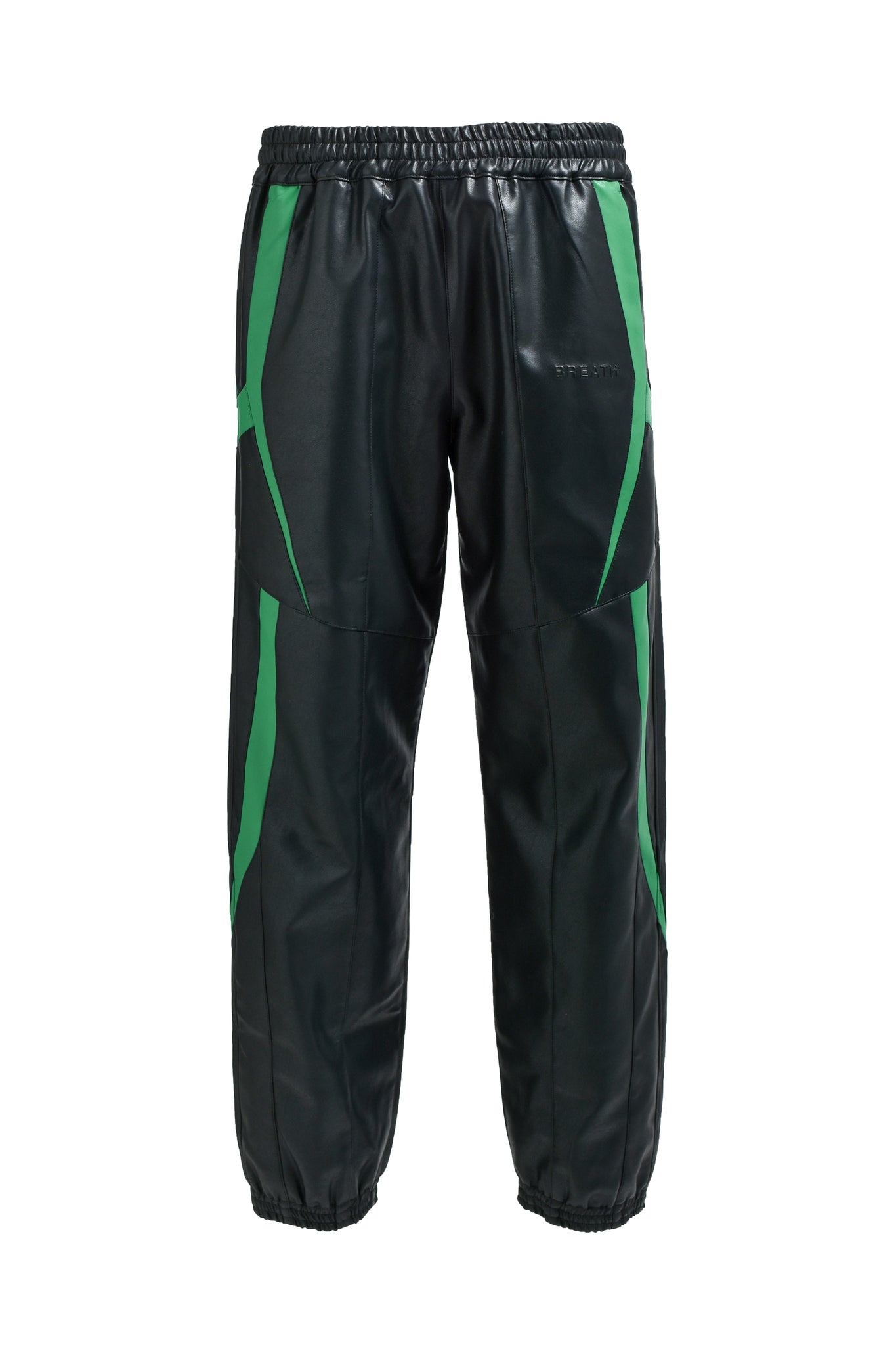 FAUX LEATHER LAMBO TRACK PANTS / BLACK