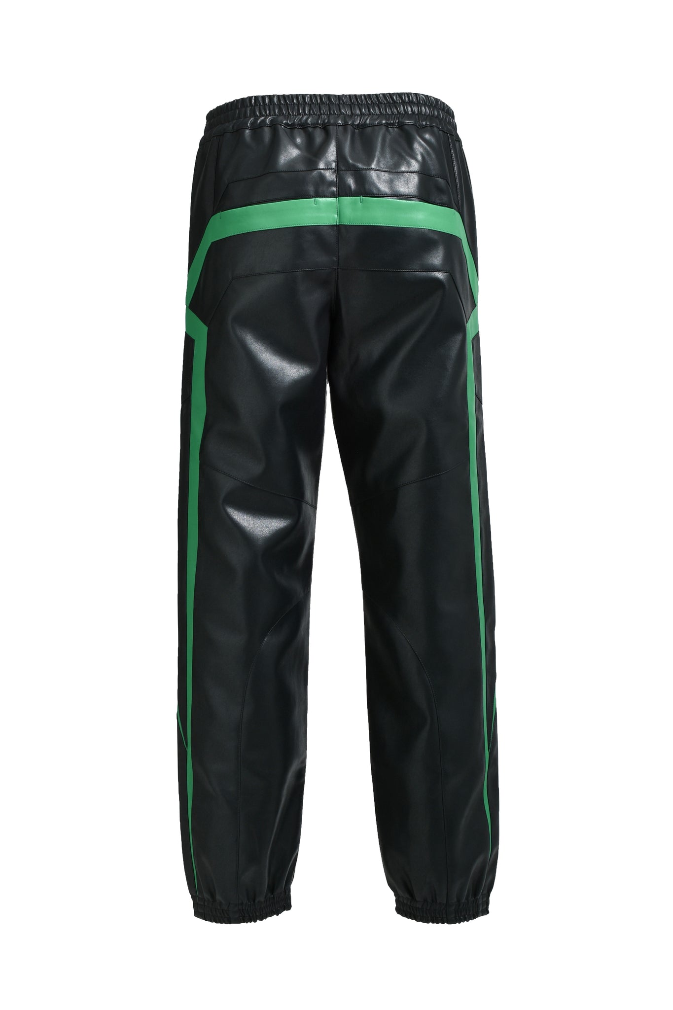 FAUX LEATHER LAMBO TRACK PANTS / BLACK