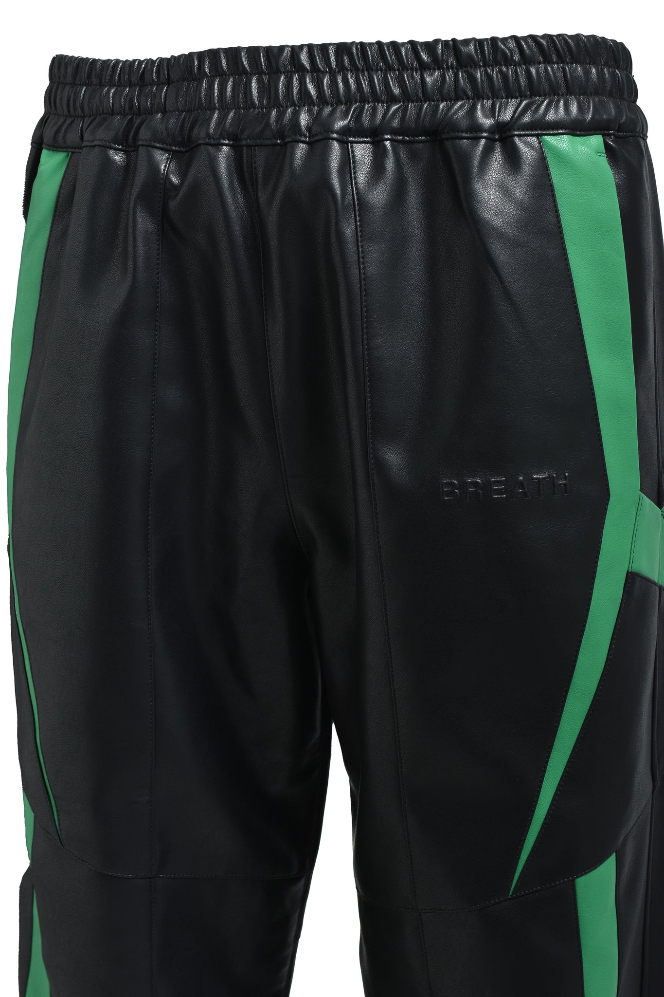 FAUX LEATHER LAMBO TRACK PANTS / BLACK