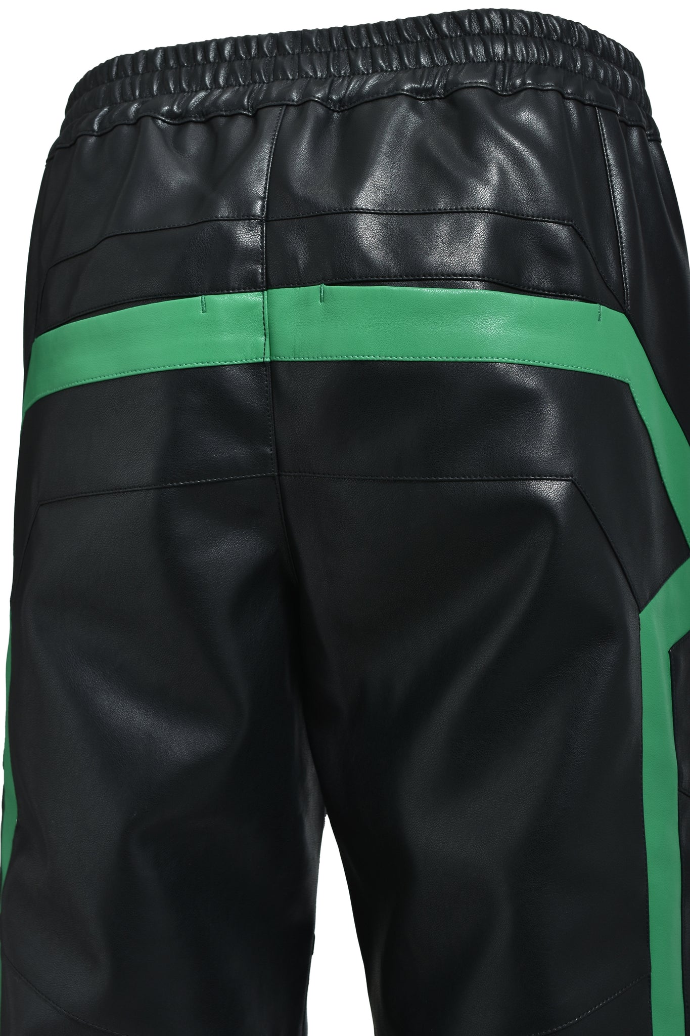 FAUX LEATHER LAMBO TRACK PANTS / BLACK