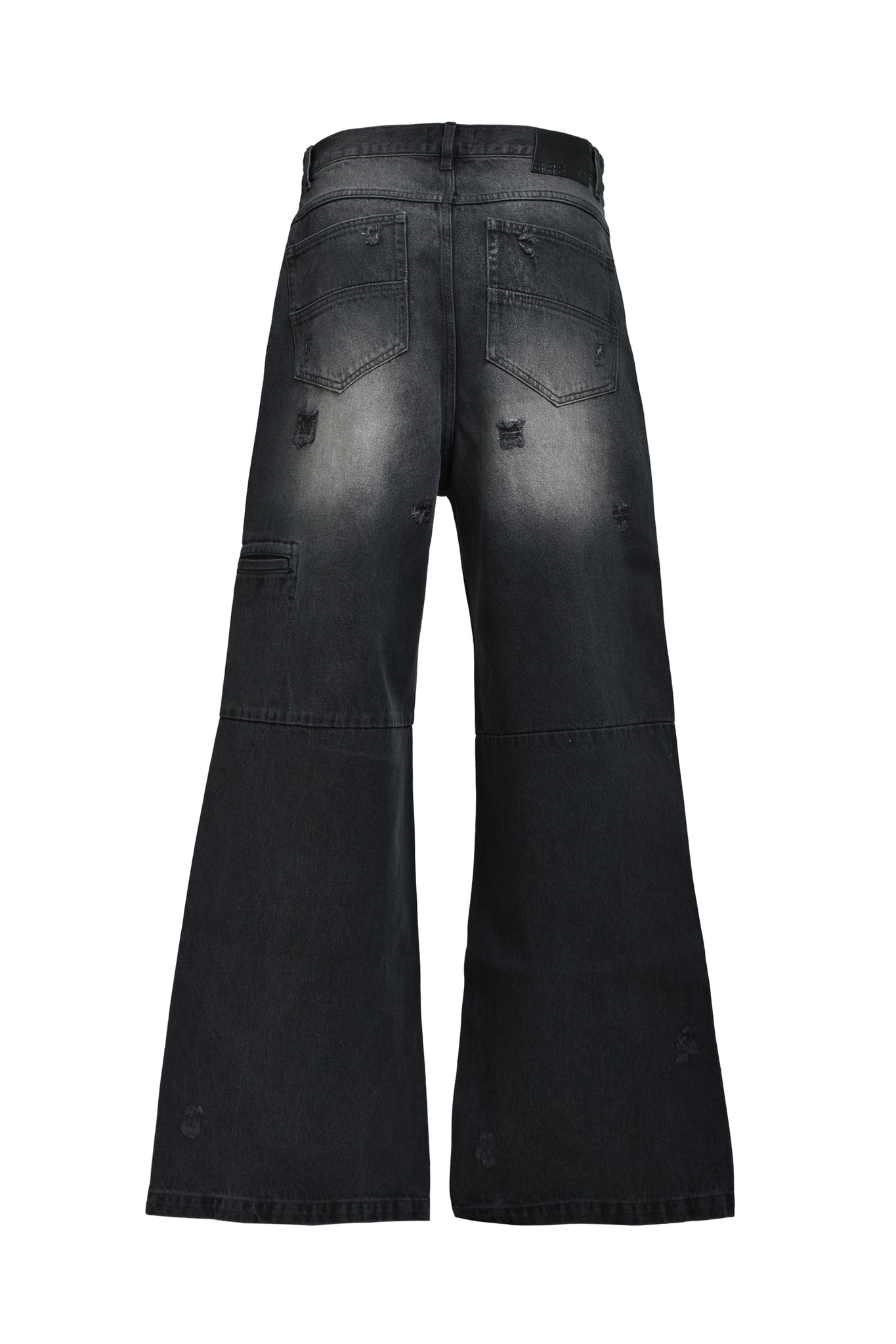 COATING DAMAGE DENIM PANTS / BLACK