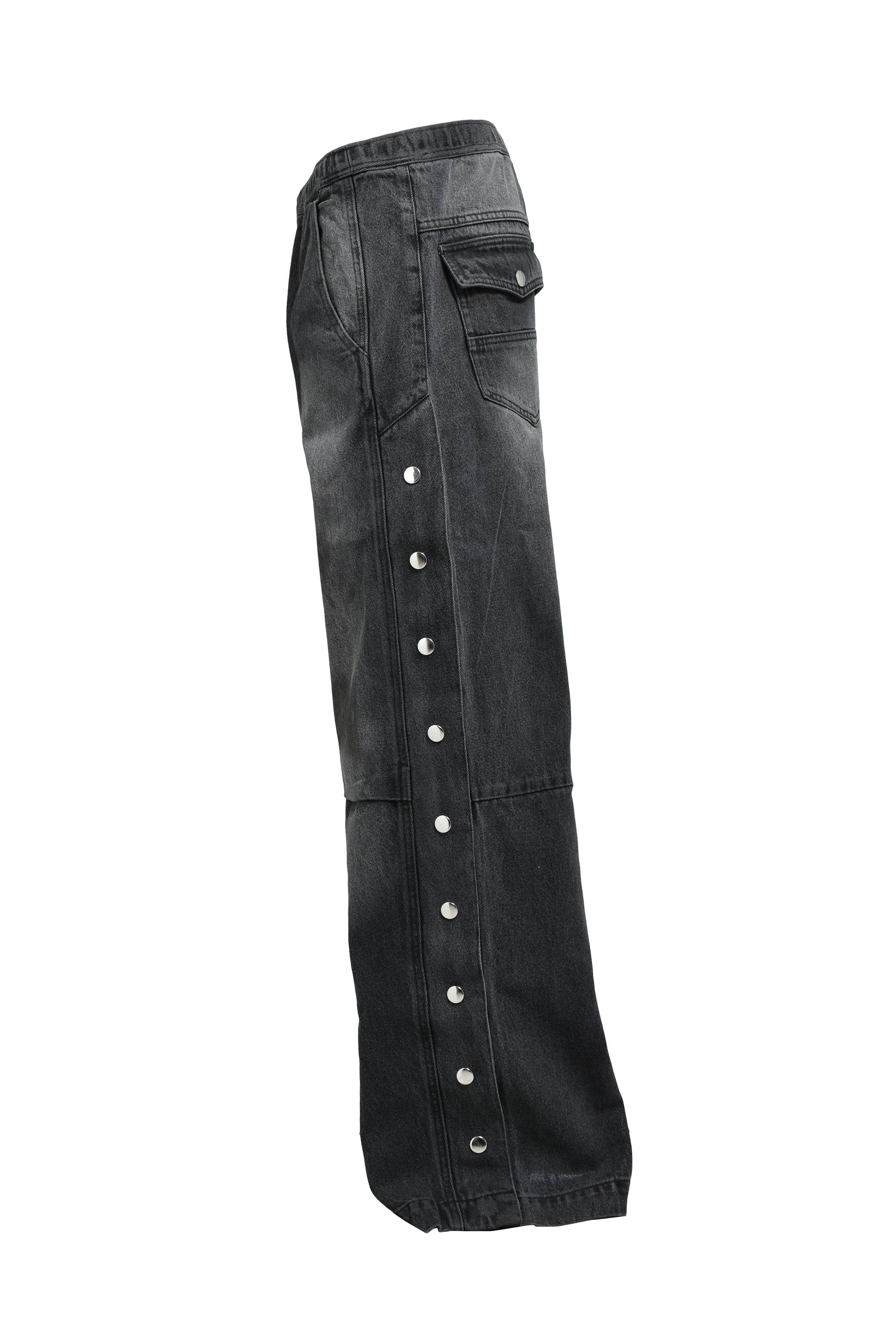 COATING SIDE BUTTON DENIM PANTS / BLACK – BREATH - サイズ ウエスト