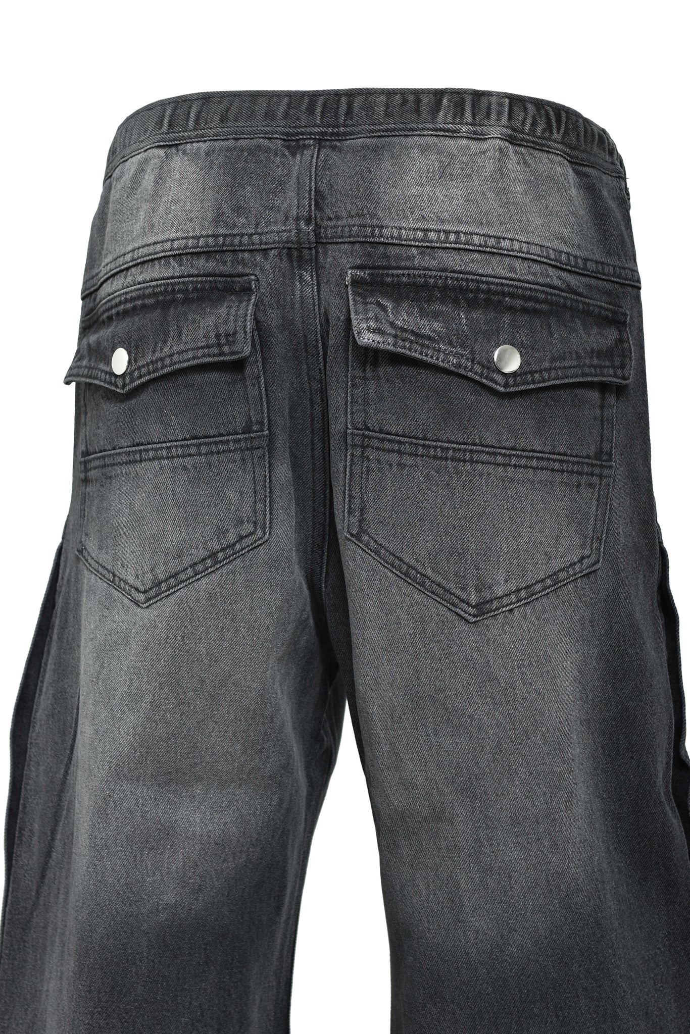 COATING SIDE BUTTON DENIM PANTS / BLACK
