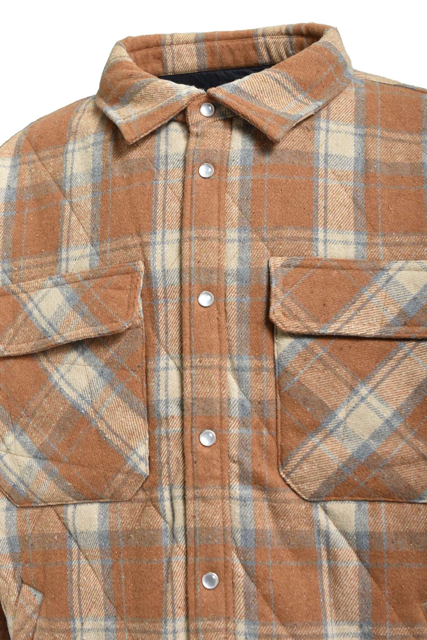 QUILTING CHECK SHIRT / BROWN