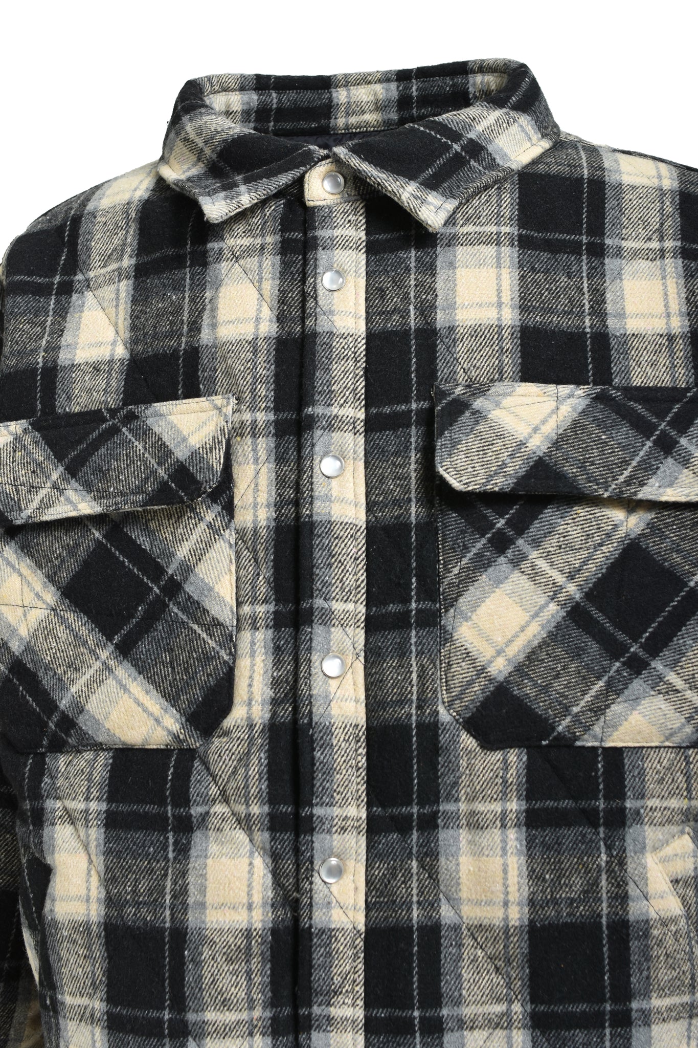 QUILTING CHECK SHIRT / BLACK