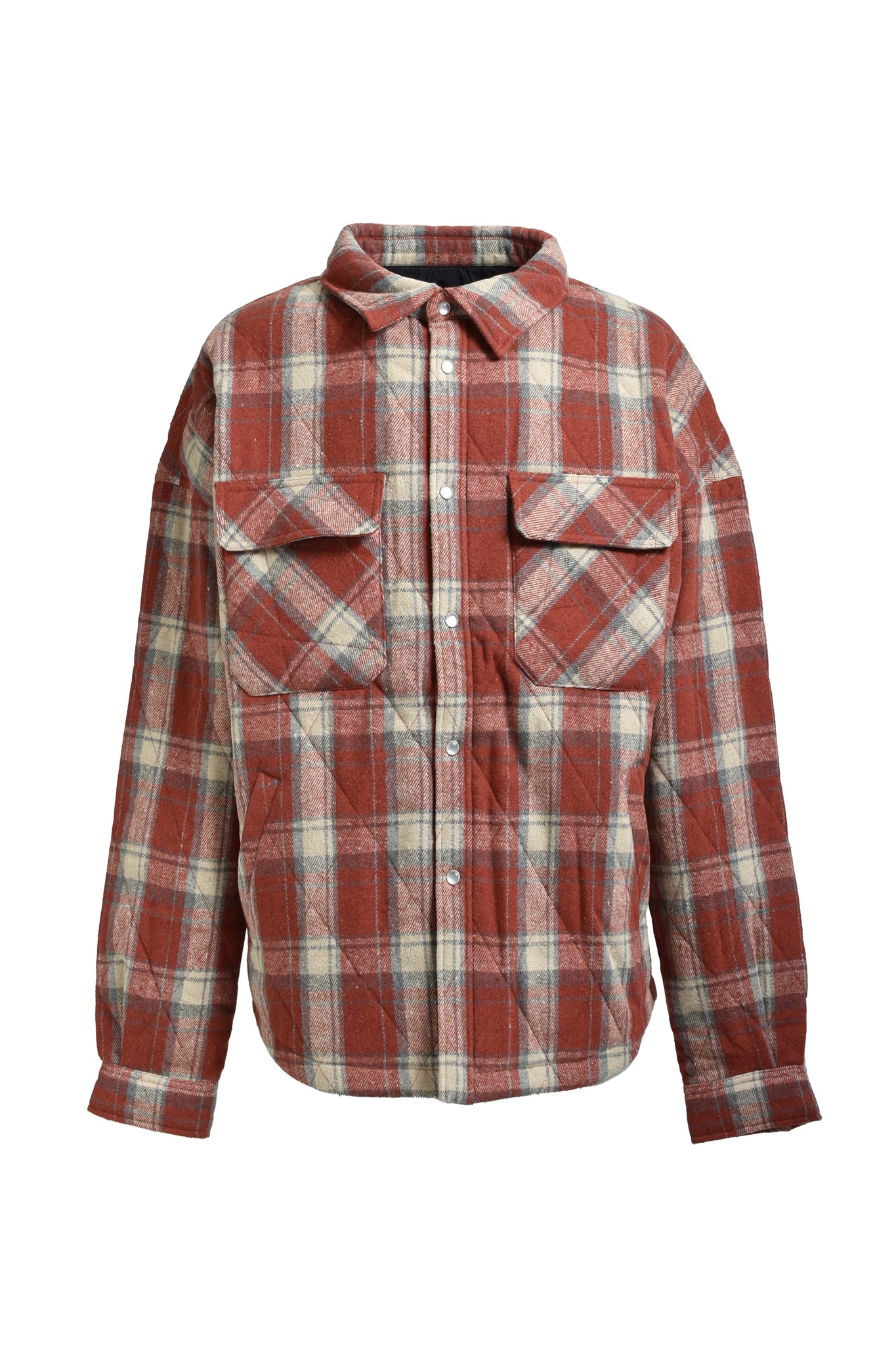 QUILTING CHECK SHIRT / ORANGE