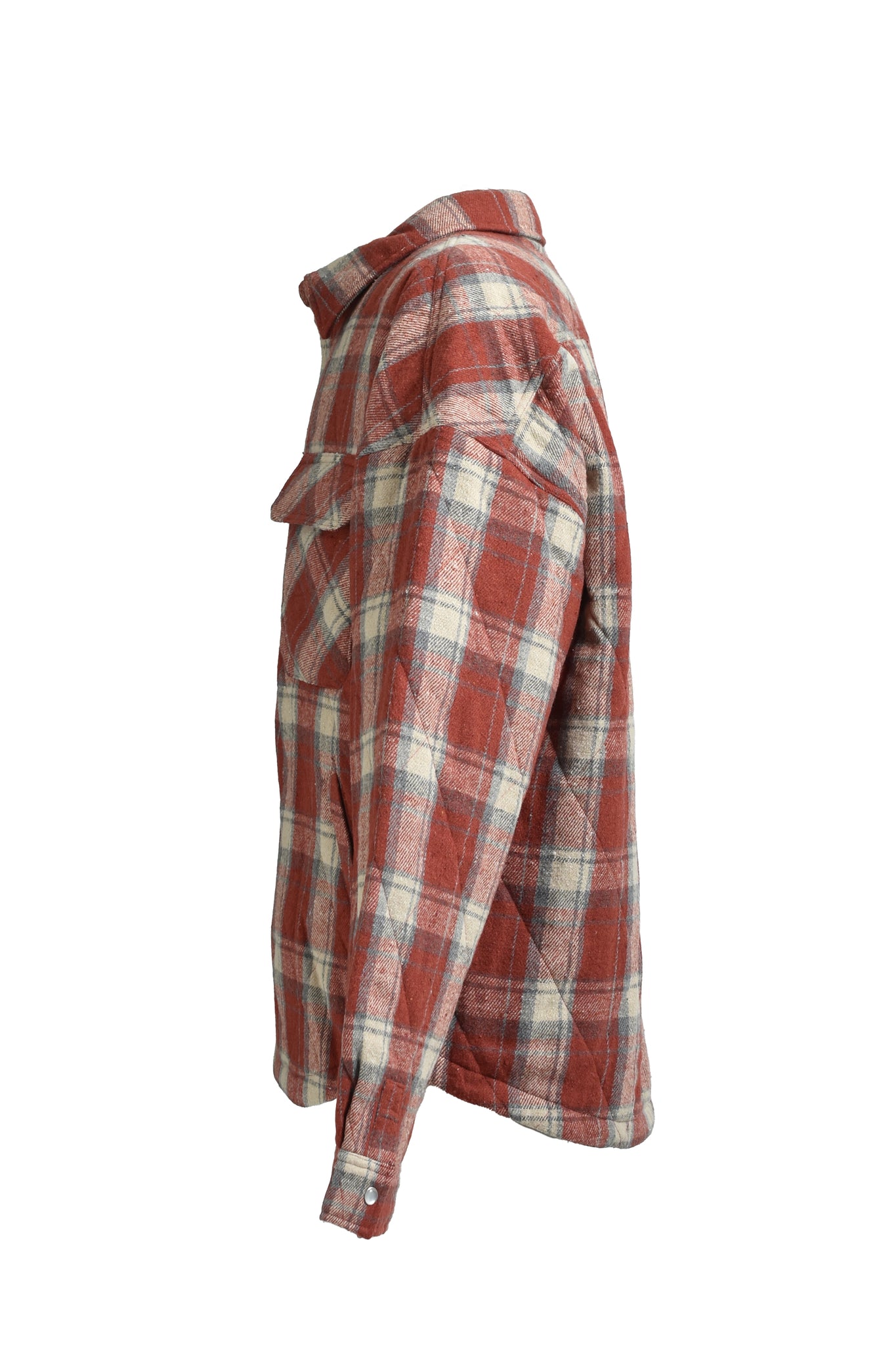 QUILTING CHECK SHIRT / ORANGE