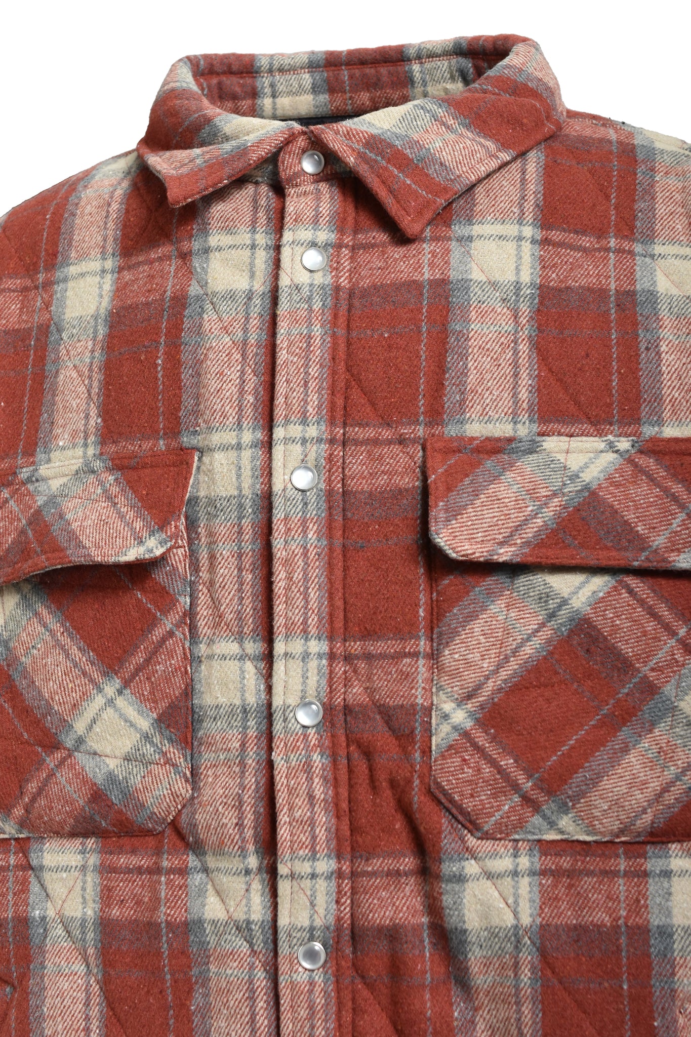 QUILTING CHECK SHIRT / ORANGE