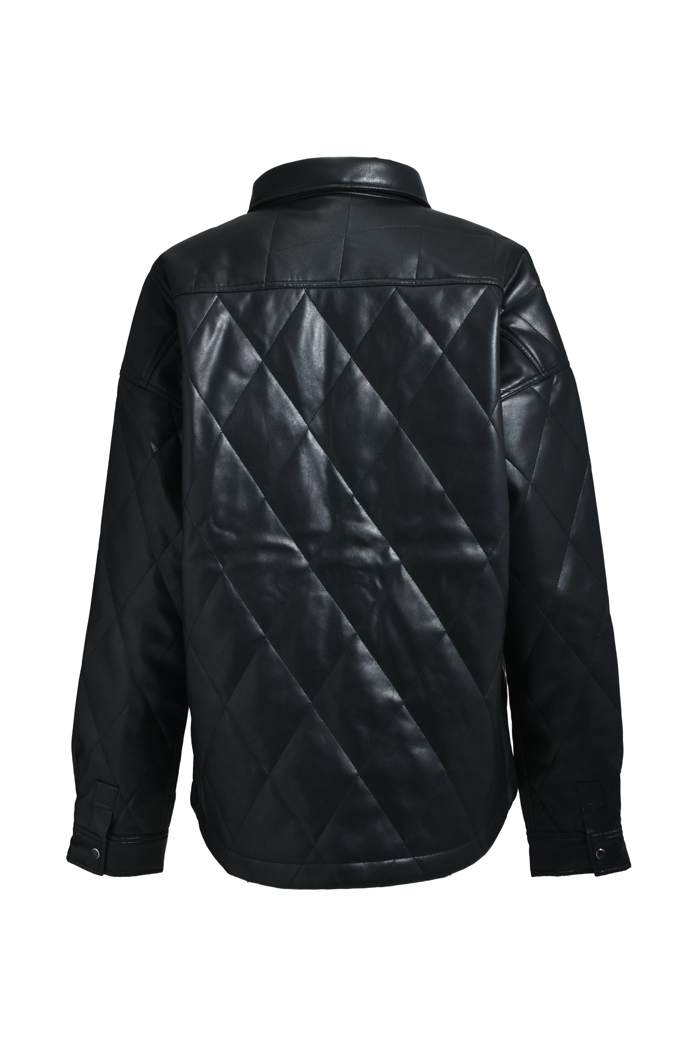 FAUX LEATHER QUILTING SHIRT / BLACK