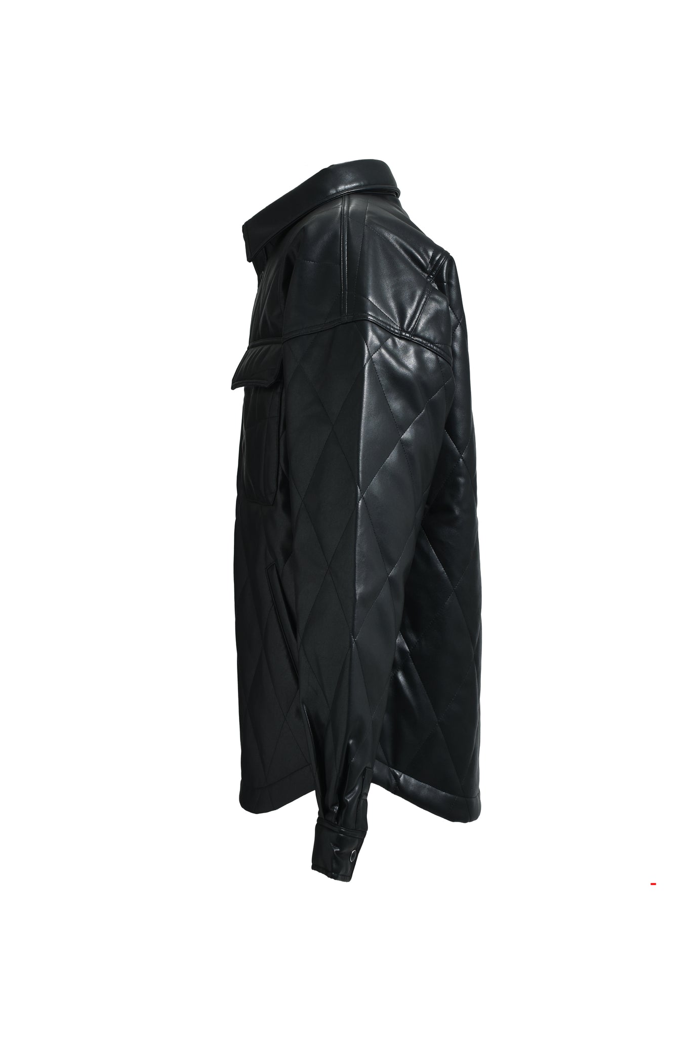 FAUX LEATHER QUILTING SHIRT / BLACK